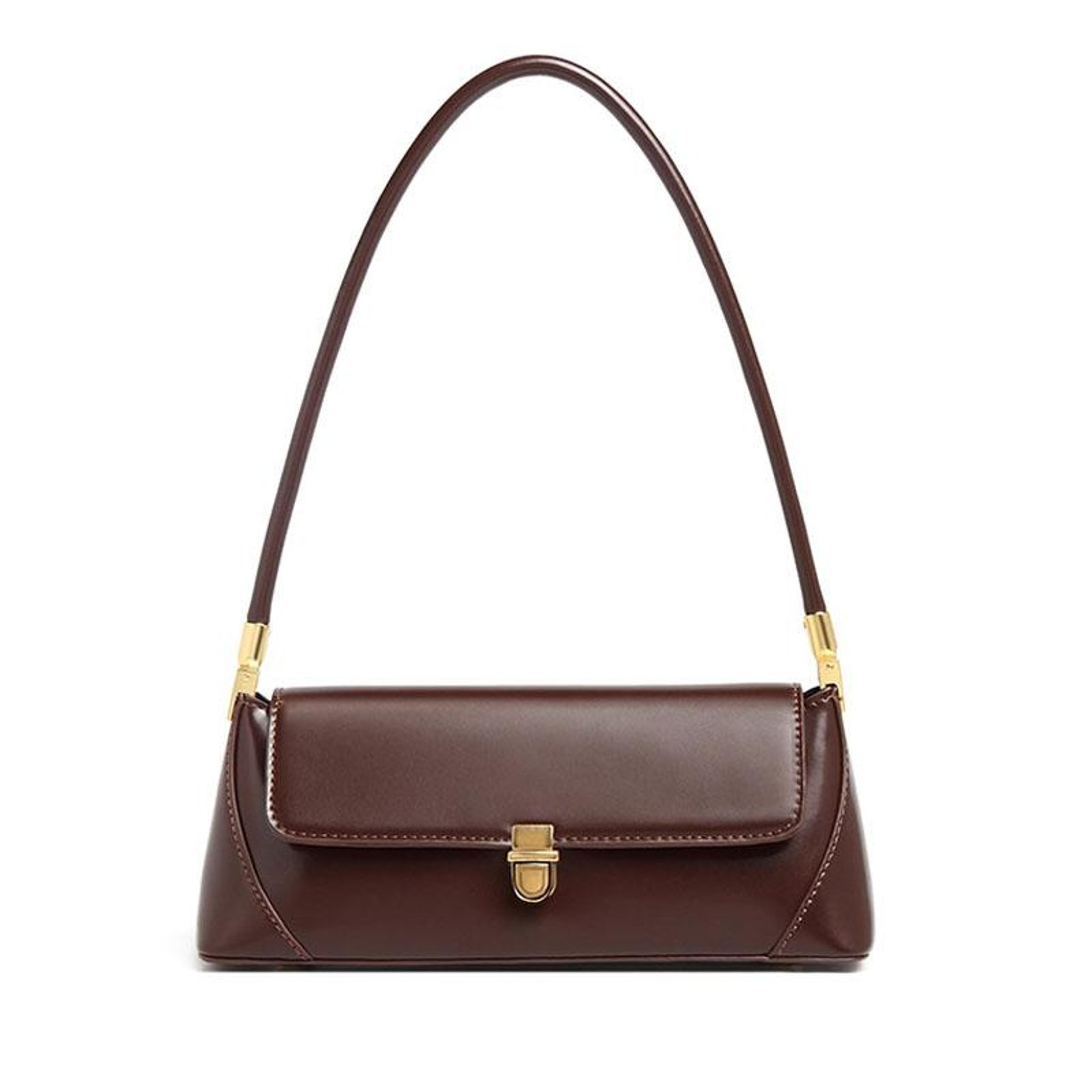 Vintage Lock Buckle Baguette Shoulder Bag For Women Stylish PU Leather Underarm Purse 7