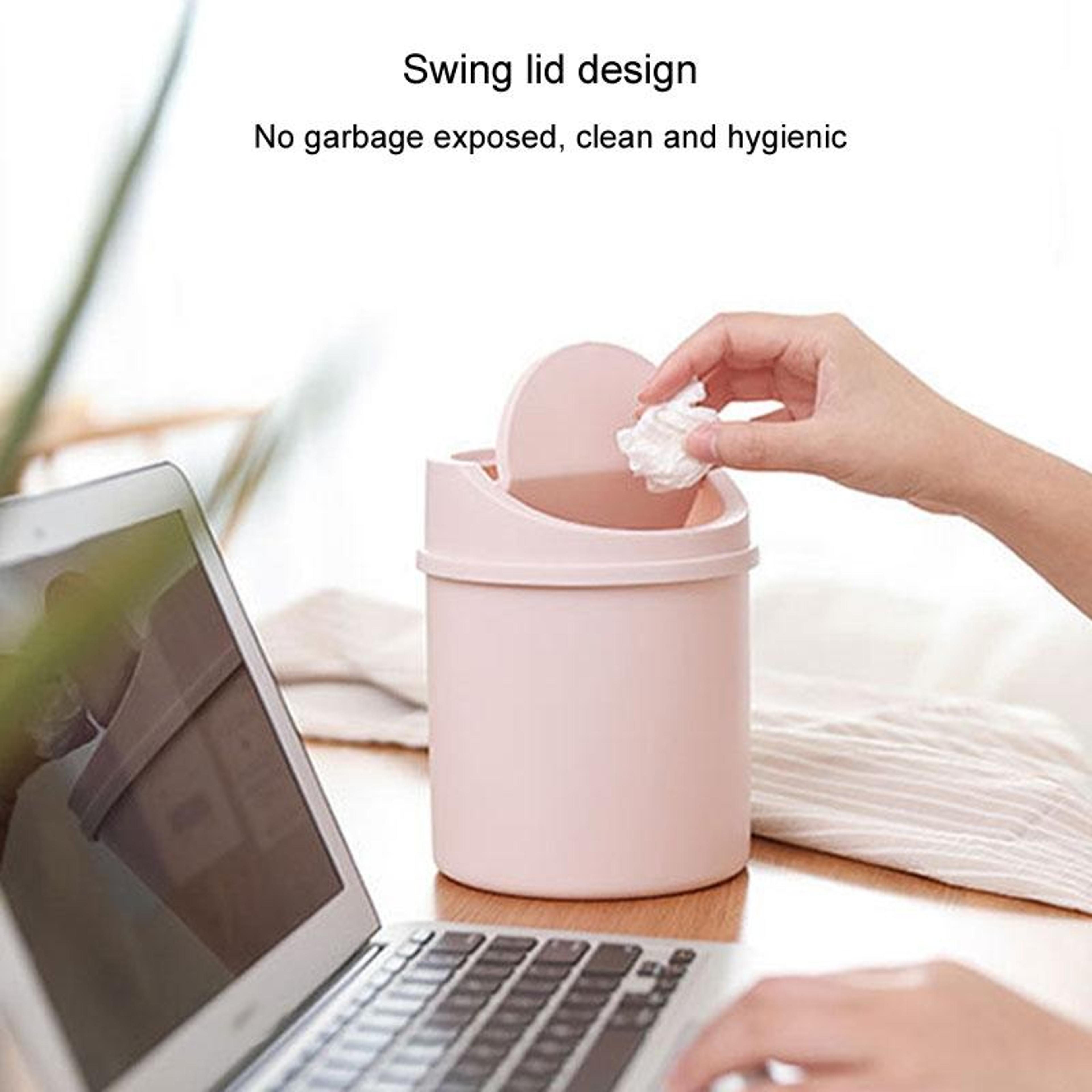 Cute Mini Desktop Trash Can With Flip Lid For Dorm Room Office Desk  Vanity Storage 5