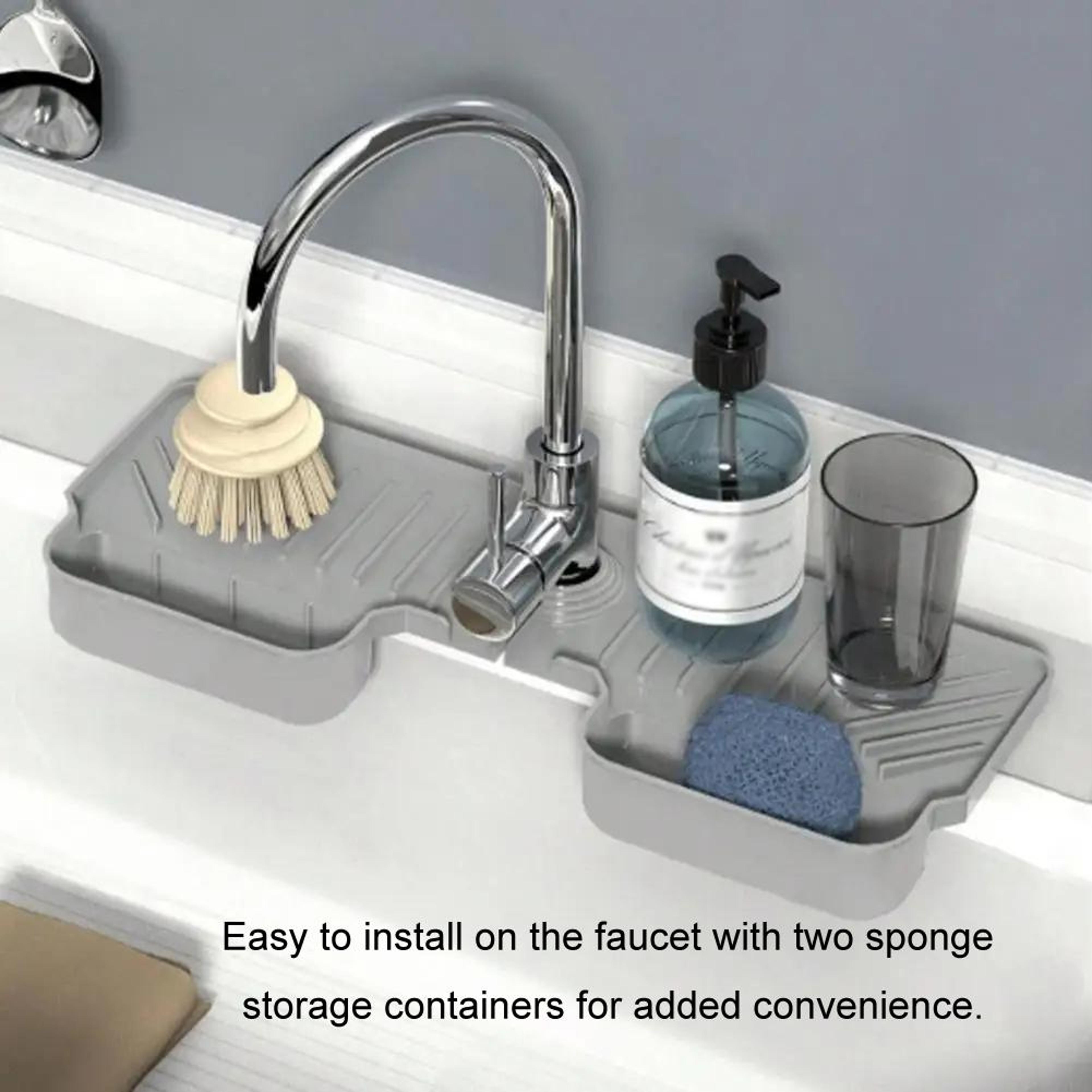 Silicone Drainage Mat With Faucet Basket Kitchen  Bath Organizer 2