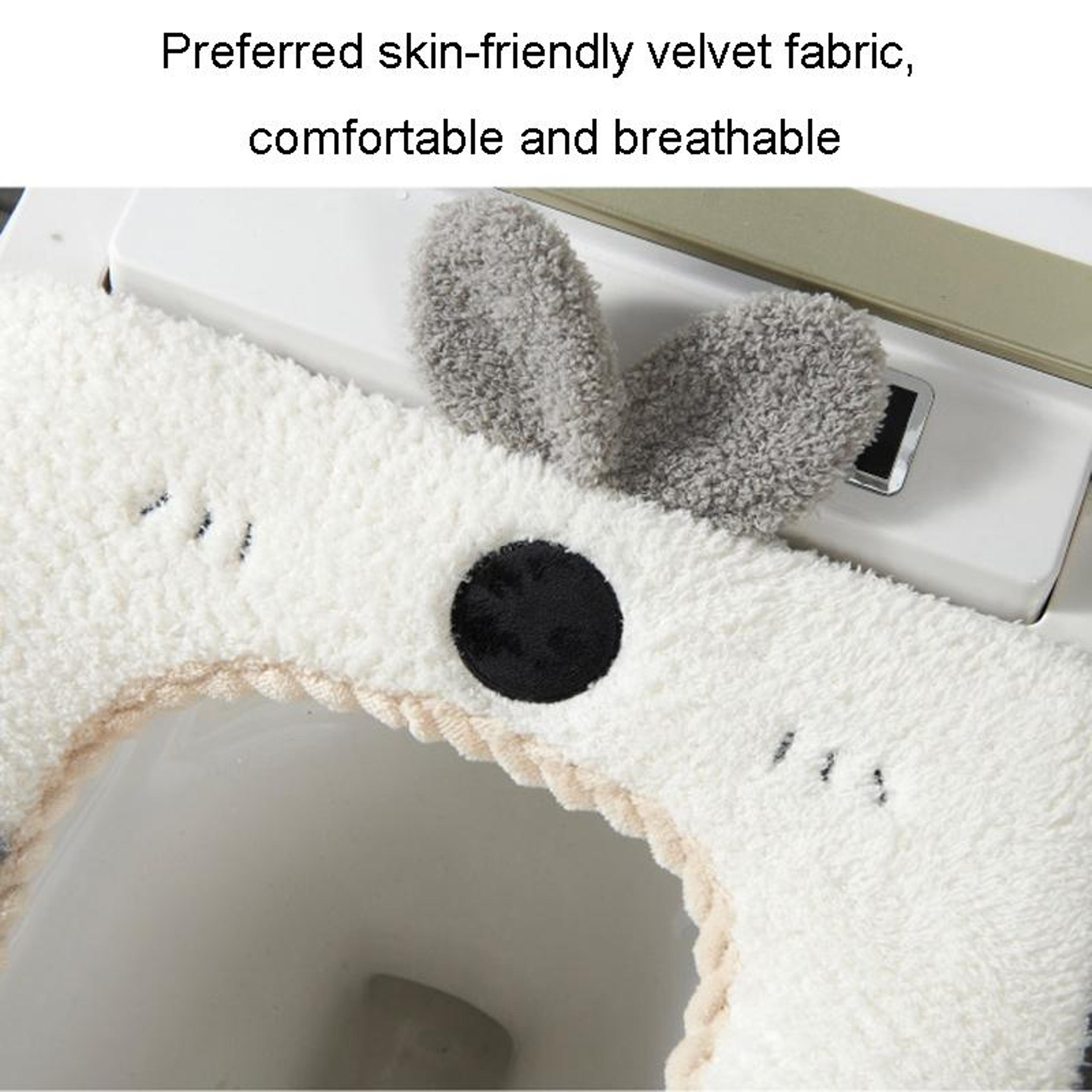 Washable Cartoon Rabbit Plush Toilet Seat Cushion Soft  Thick 3