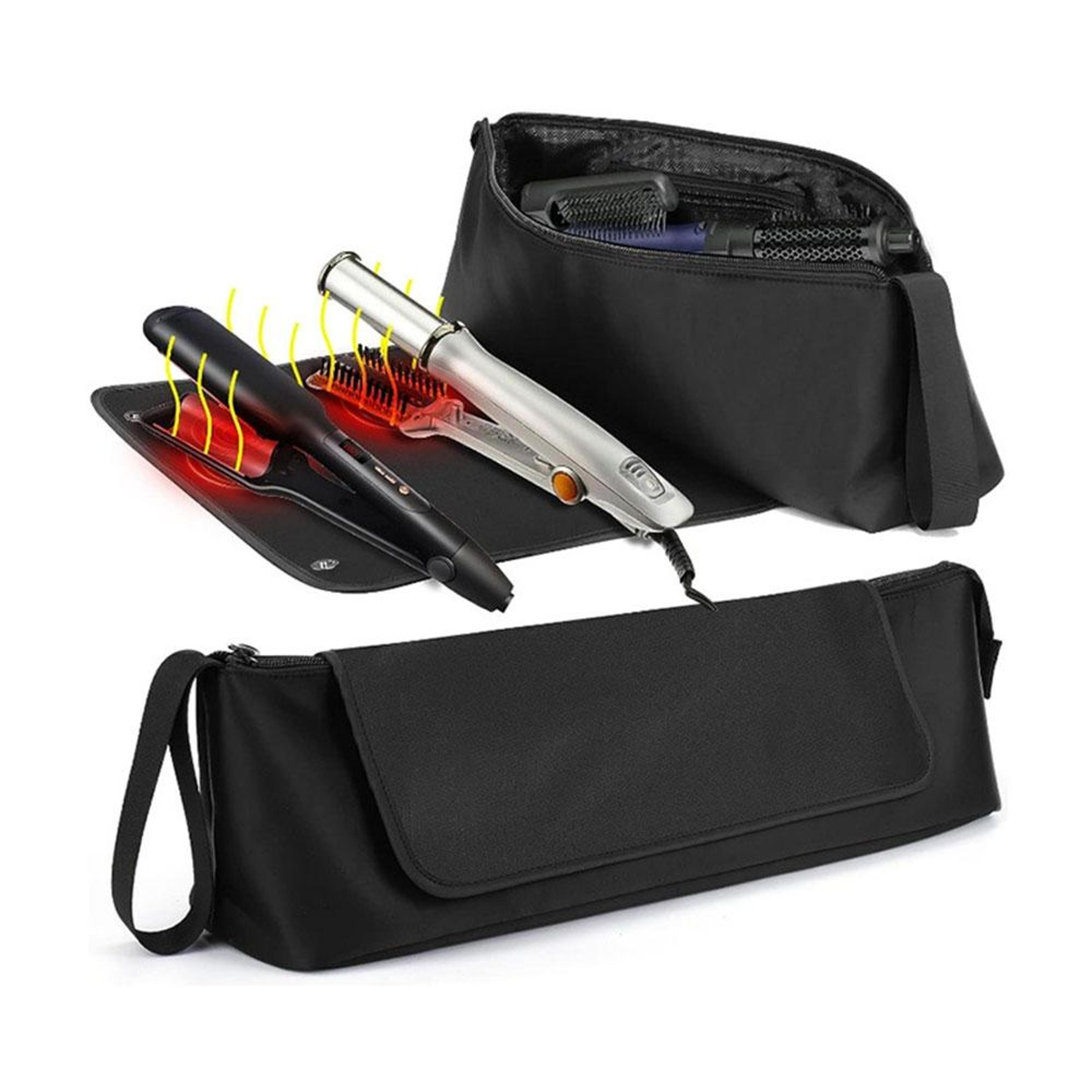 premium travel hair tool storage bag, large organizer for dyson hair dryer, straightener, curling iron