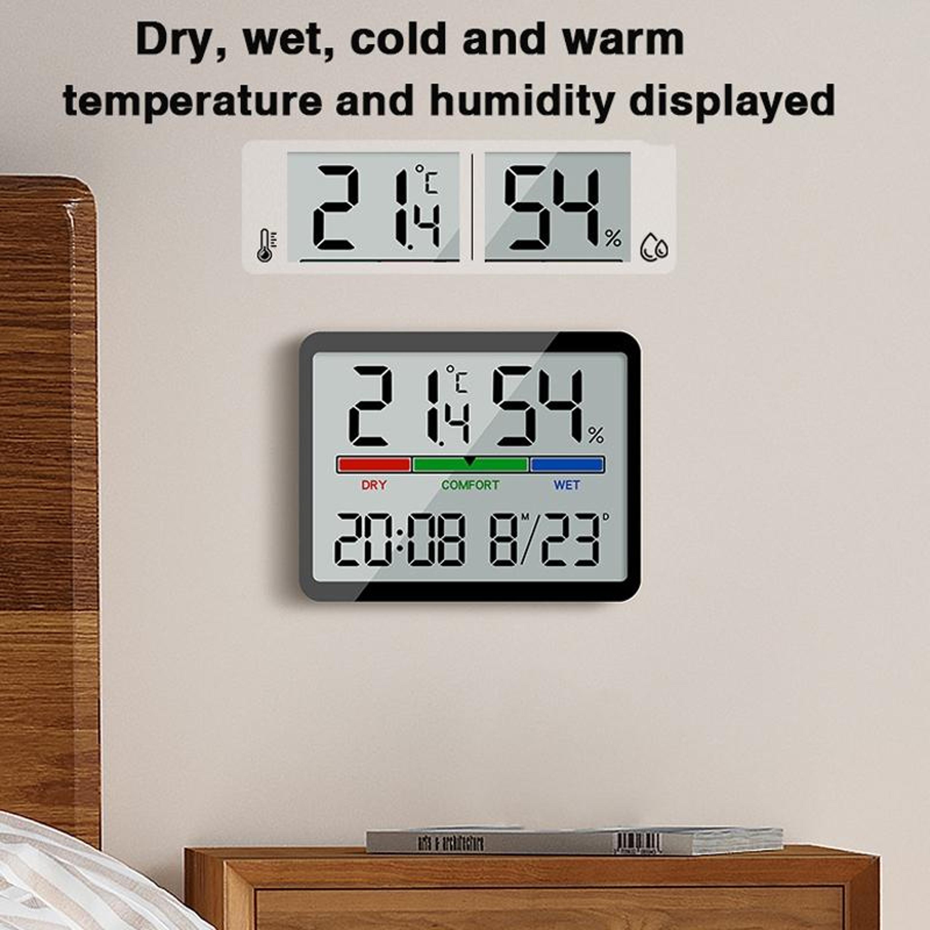 Magnetic LCD Digital Alarm Clock With Temperature  Humidity Display 3