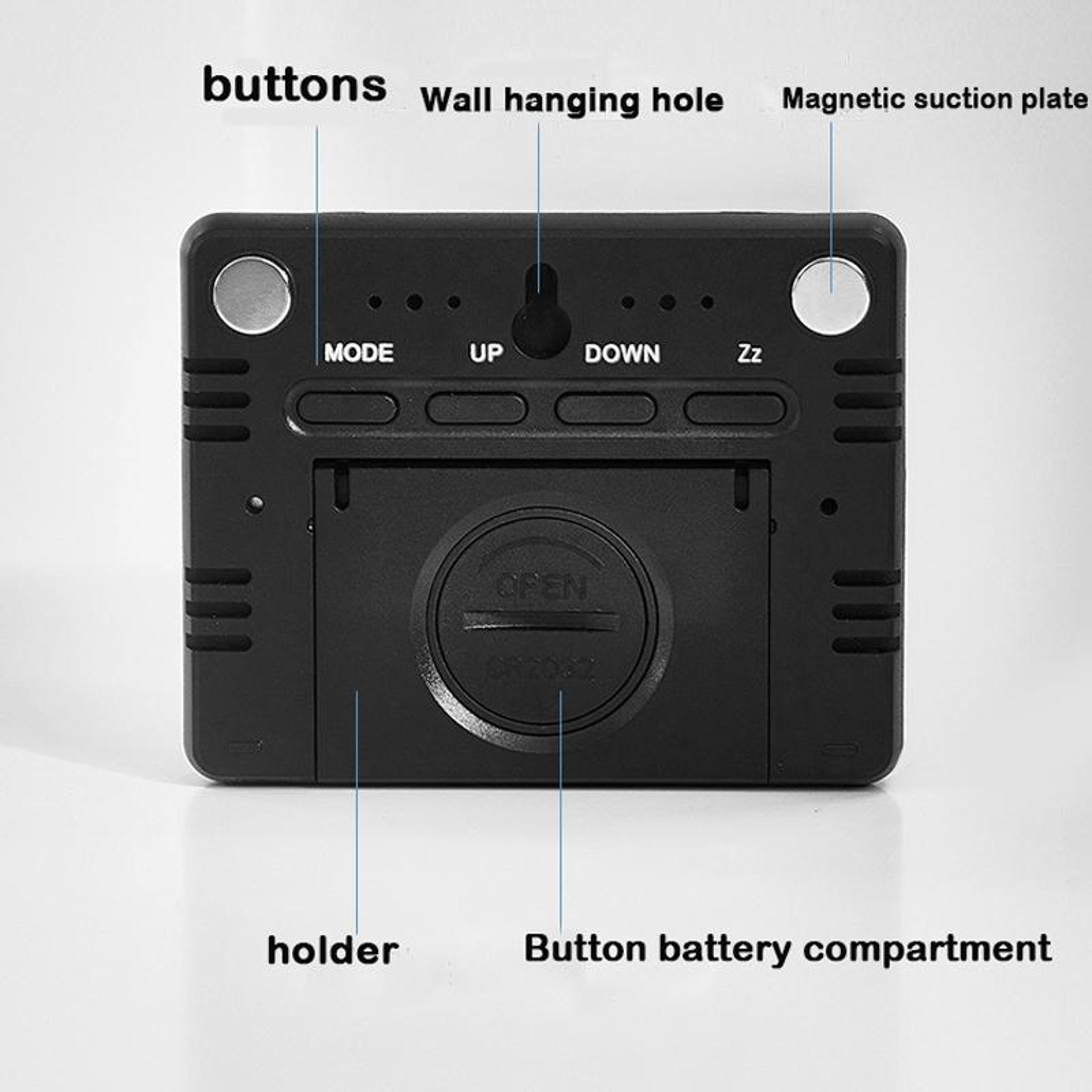Magnetic LCD Digital Alarm Clock With Temperature  Humidity Display 5