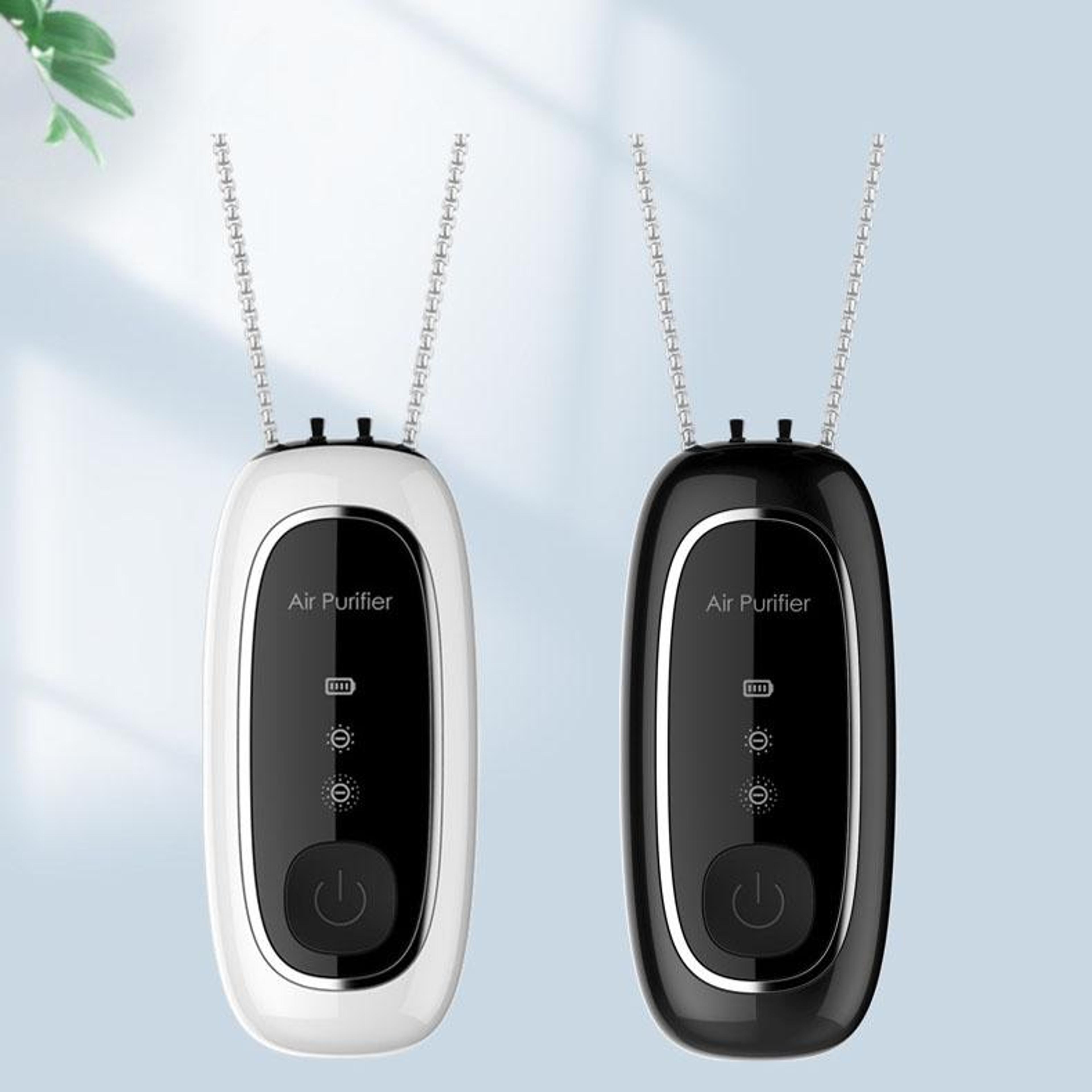 portable dual-brush negative ion neck air purifier for travel & home