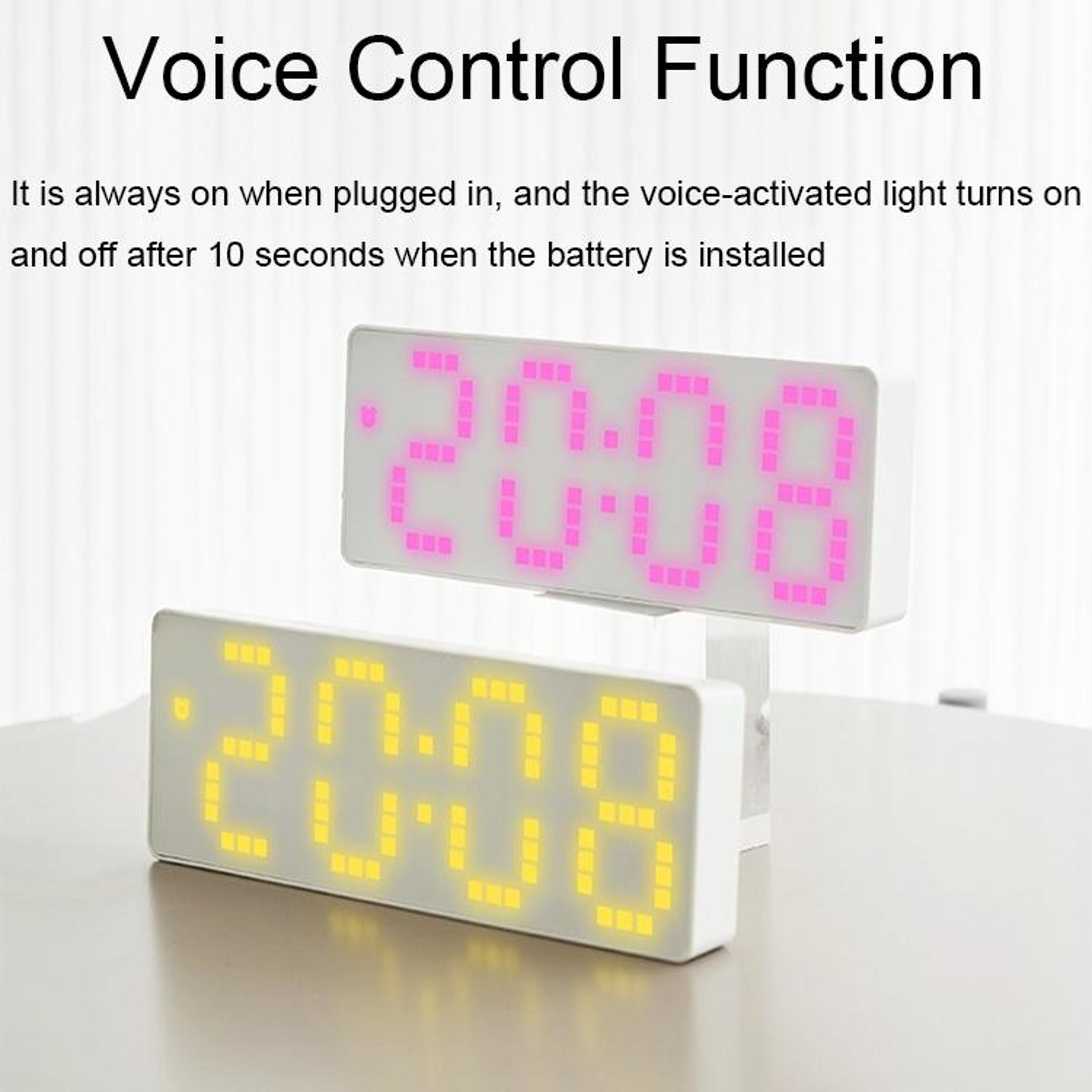 Smart LED Digital Alarm Clock With Voice Control Temperature Display  Adjustable Brightness 1