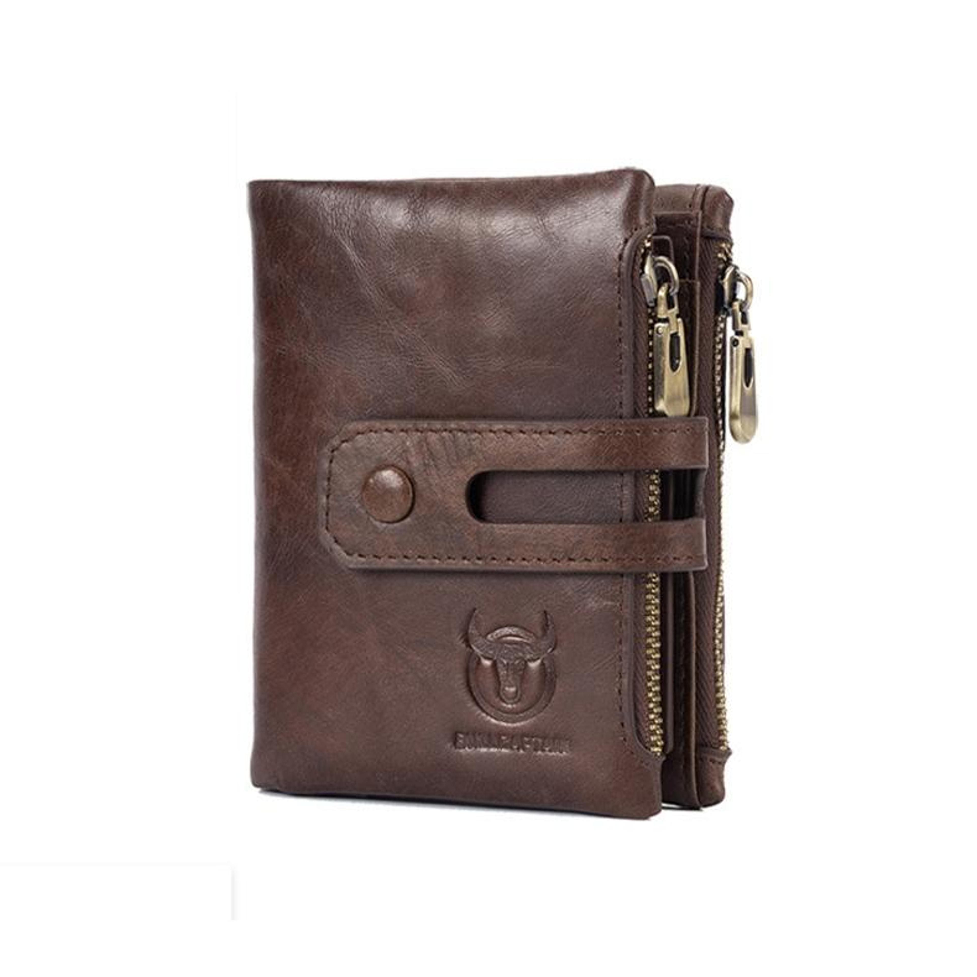 Premium Leather Wallet For Men RFID Blocking Vertical Bifold Wallet With Zipper Pocket 6