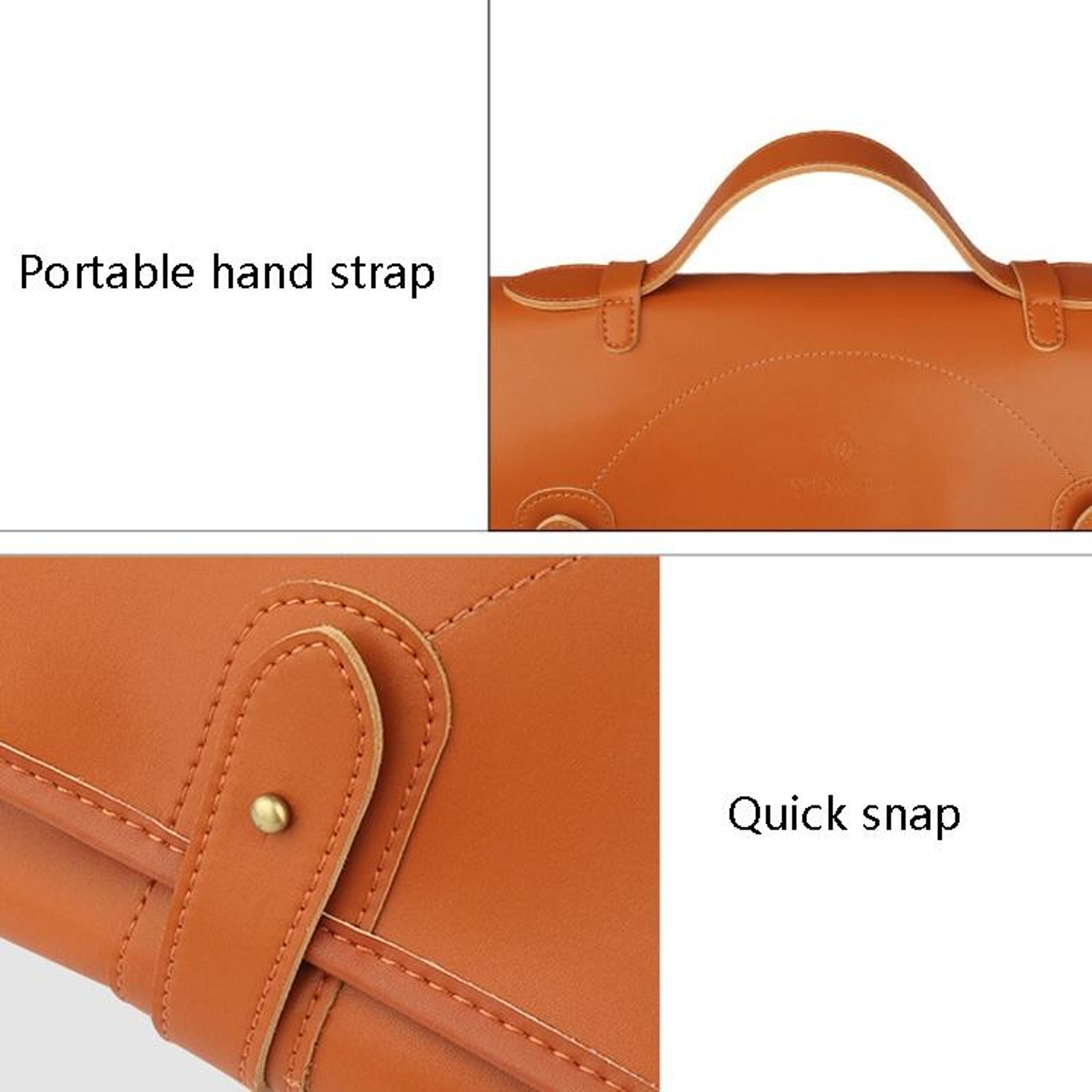 Professional Knife Roll Bag Leather Chef Storage Case With 10 Slots  Adjustable Shoulder Strap 6