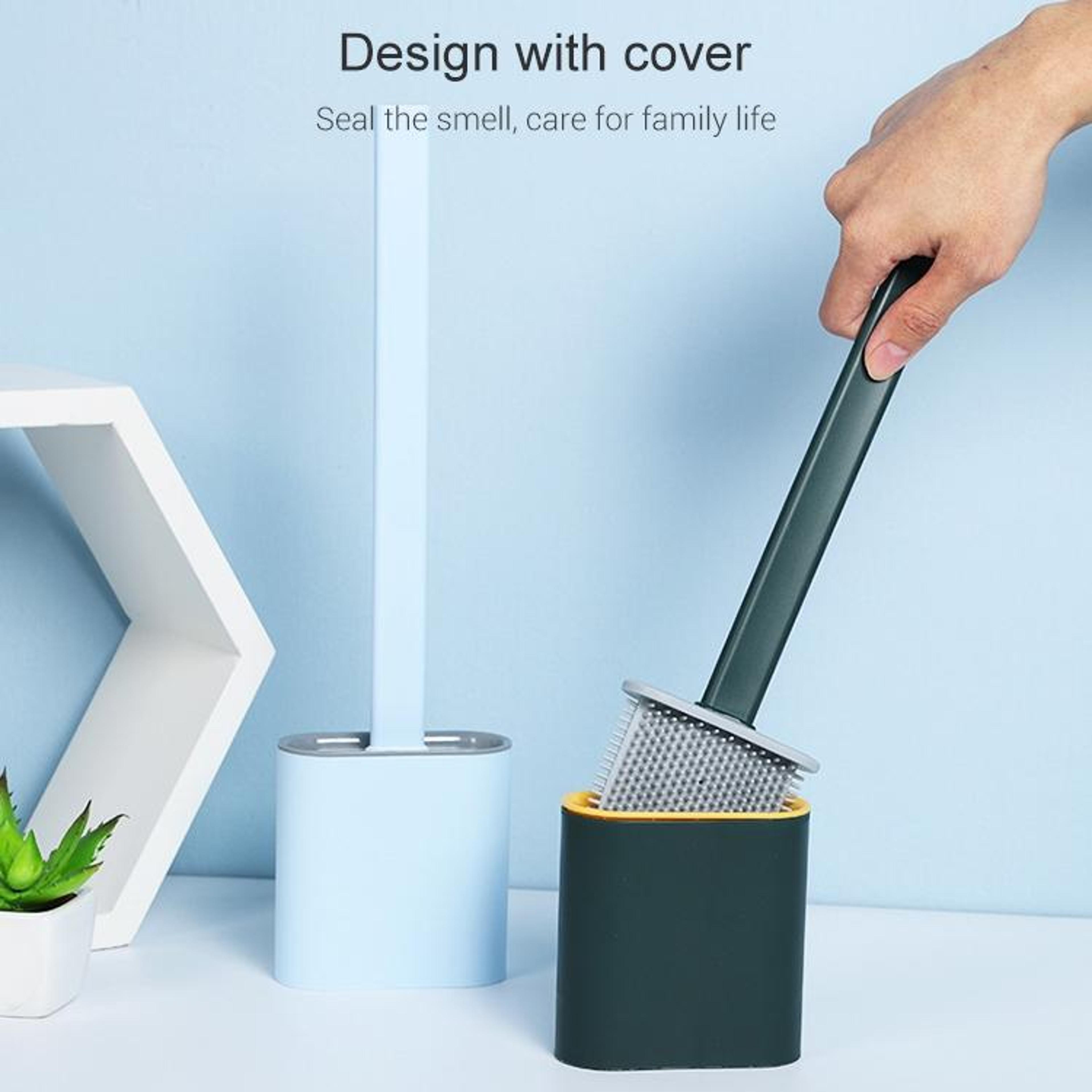 Silicone Toilet Gap Cleaning Brush With Long Handle  Ventilated Holder 5