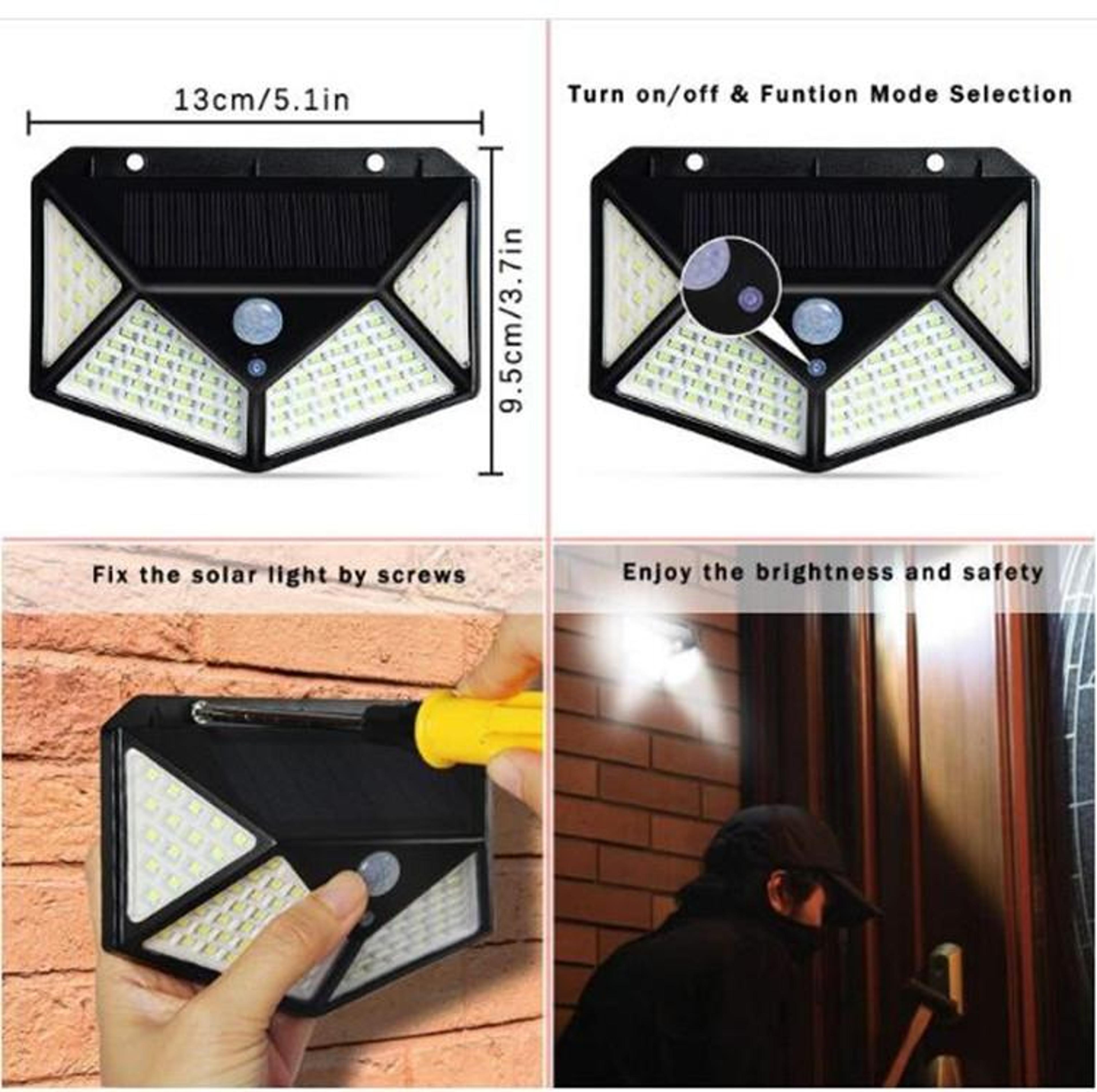 100 LED Solar Wall Light With Motion Sensor For Patio Garden  Balcony Security 8