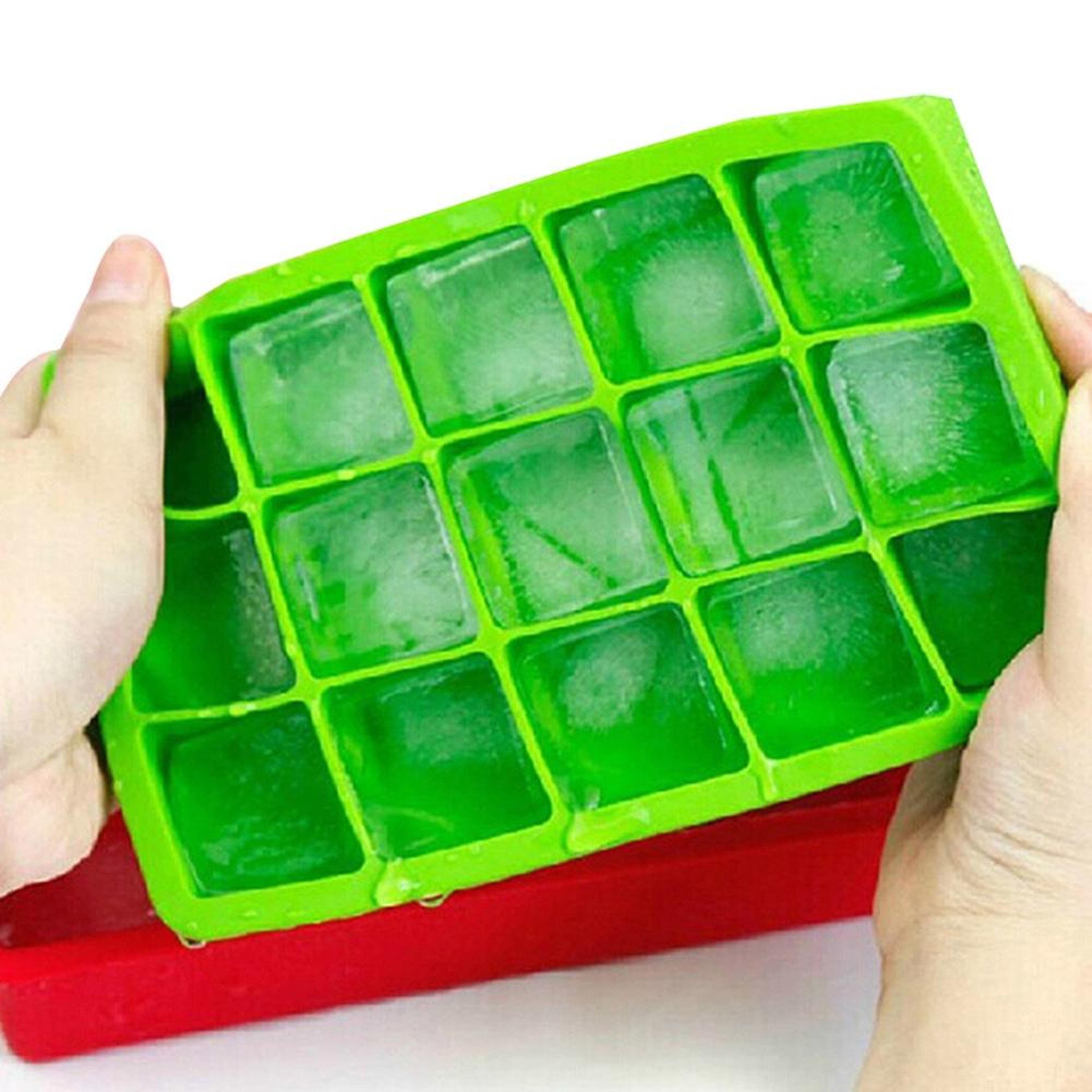 15 Grid Silicone Ice Cube Tray With Lid Large Square Slow Melting Ice Mold For Drinks  Cocktails 2