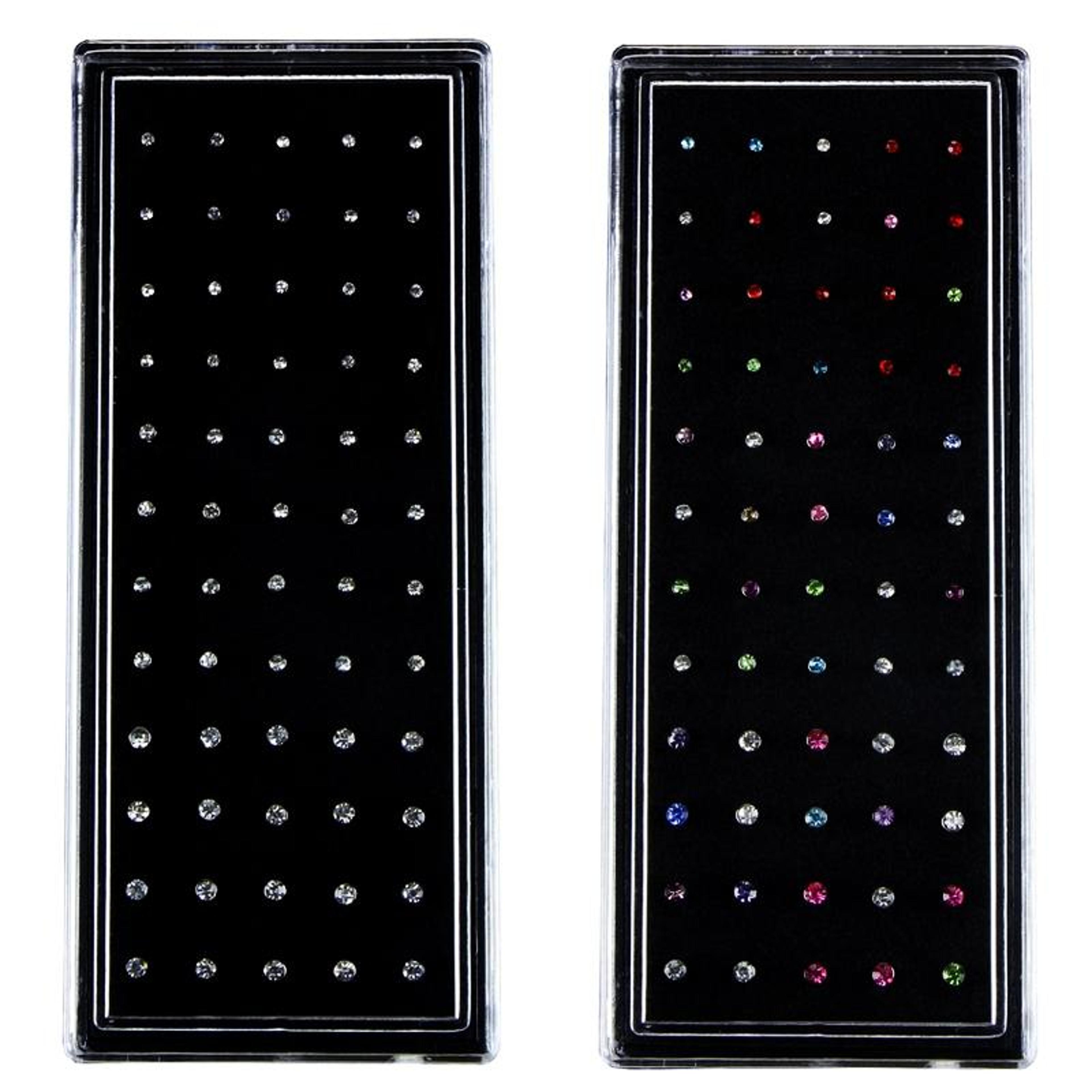 60PCS Nose Stud Rings Set With Mixed Crystal Diamonds In Stainless Steel L Shape 5