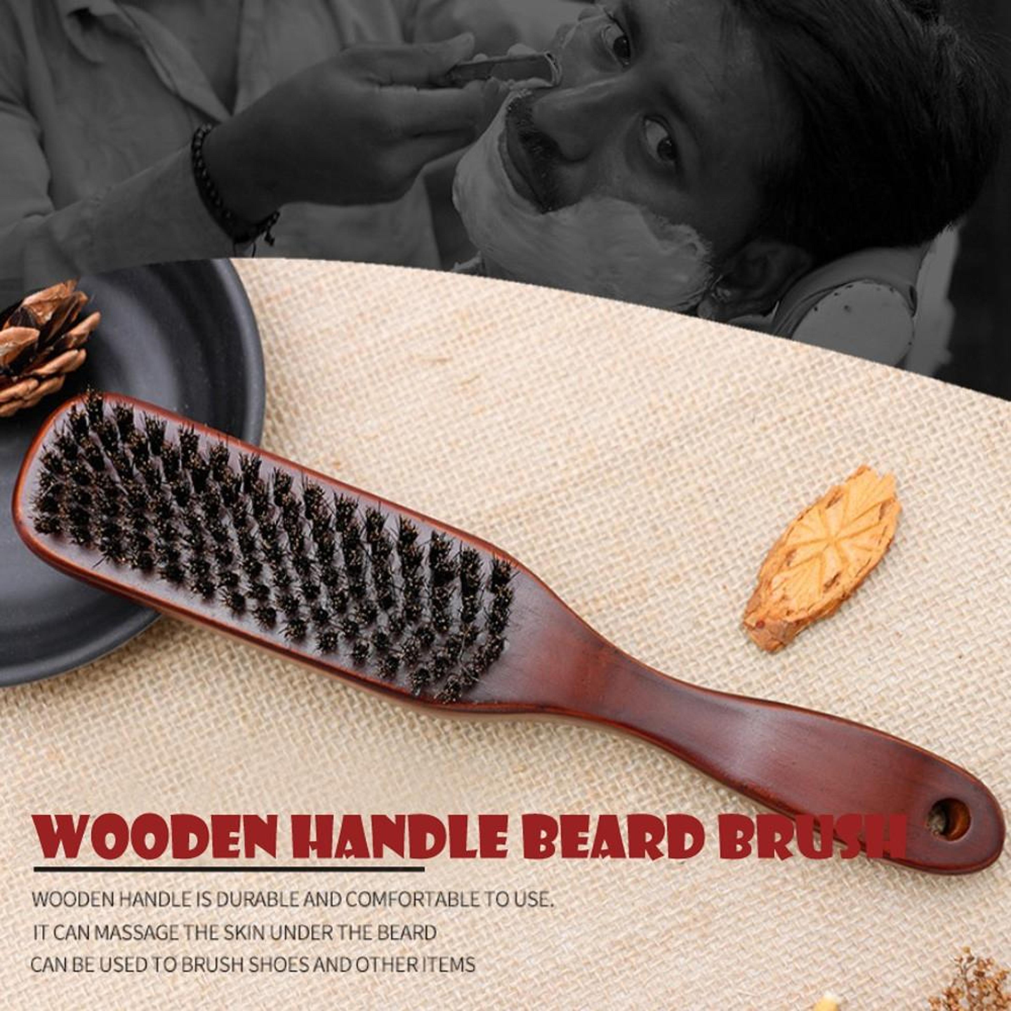 Premium Boar Bristle Beard Brush With Wooden Handle For Beard Grooming  Hair Styling 1