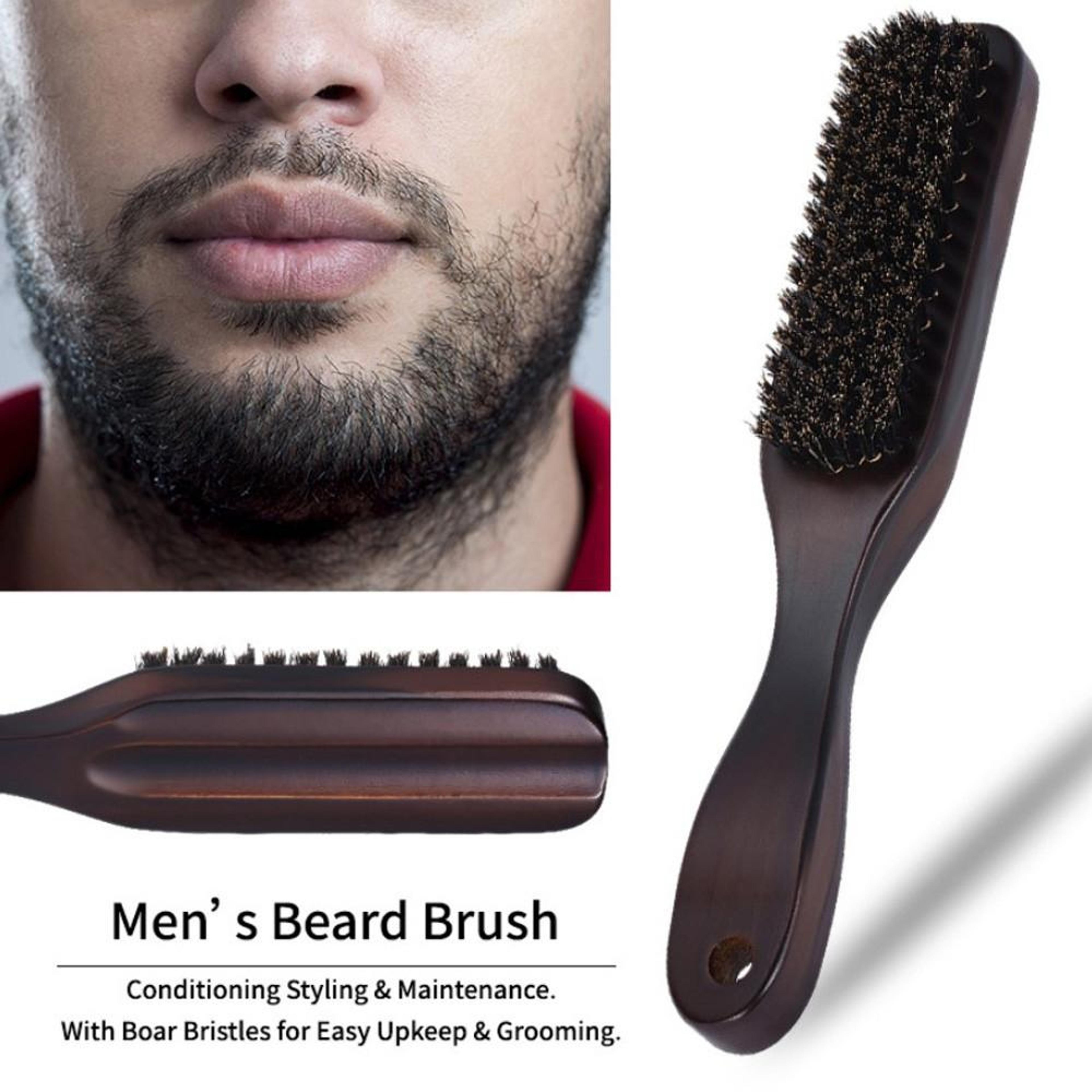 Premium Boar Bristle Beard Brush With Wooden Handle For Beard Grooming  Hair Styling 2