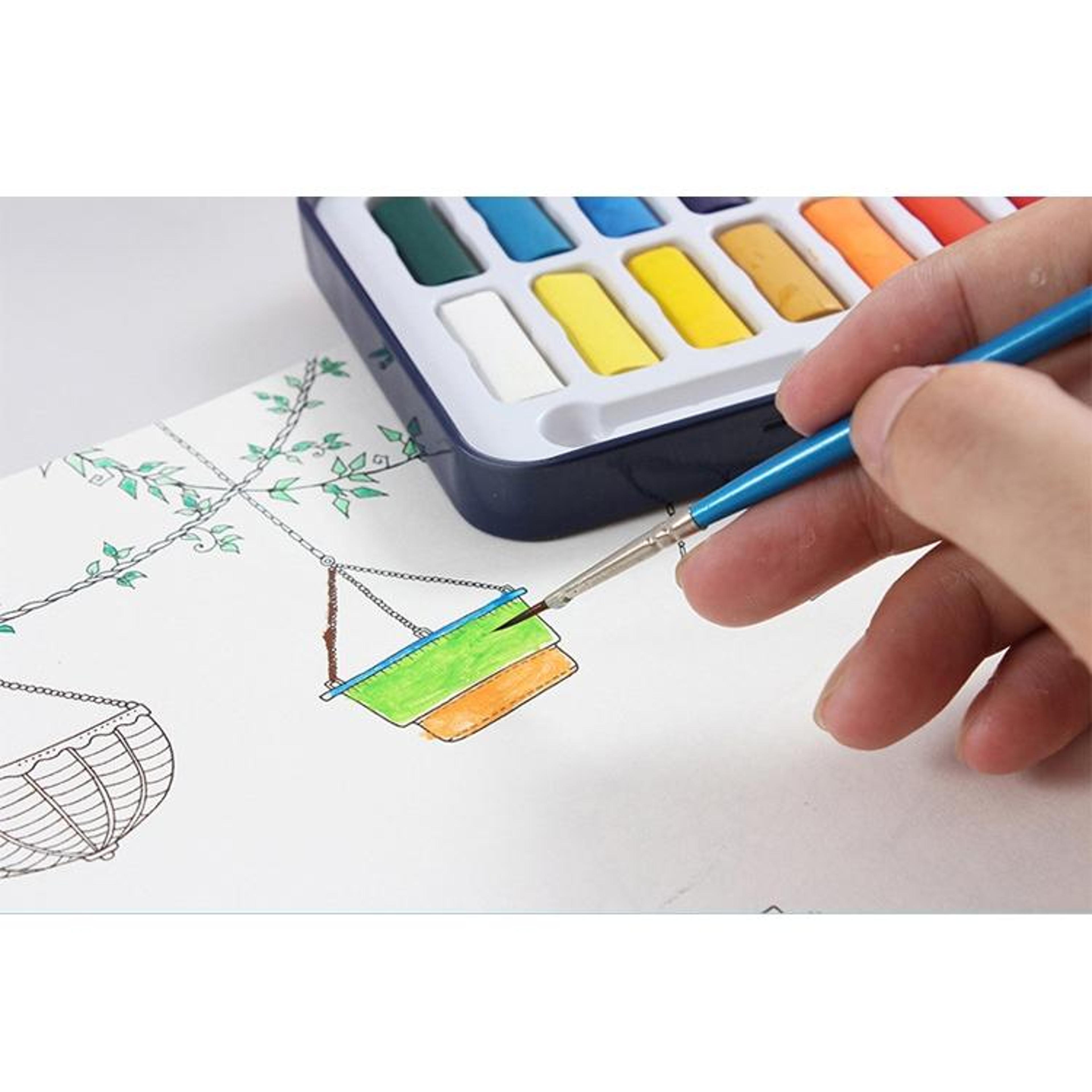 Portable Watercolor Paint Set With Metal Case  Brush For Travel Sketching 3