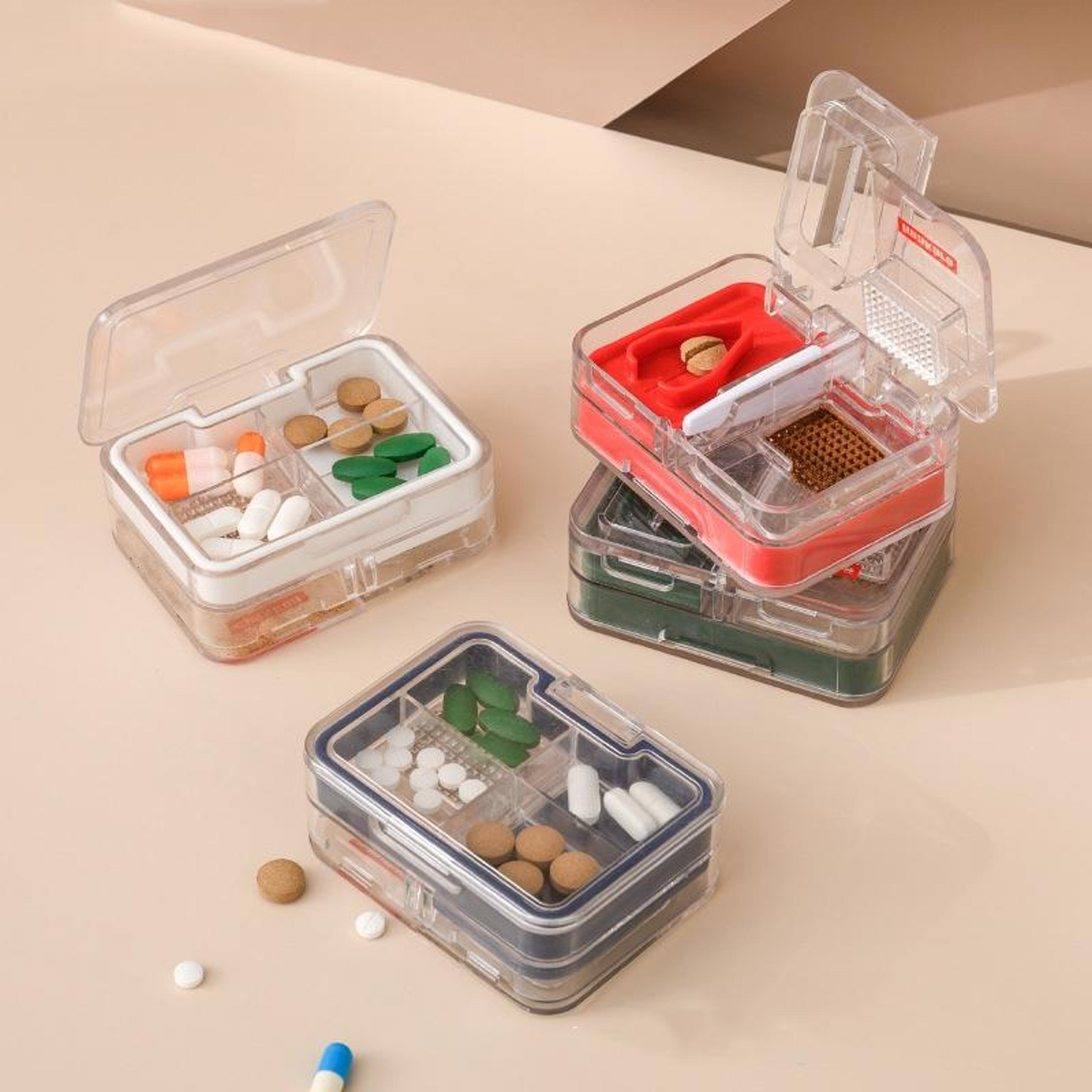 Portable Pill Cutter  Grinder Storage Box With Stainless Steel Blade And Moisture Seal 0