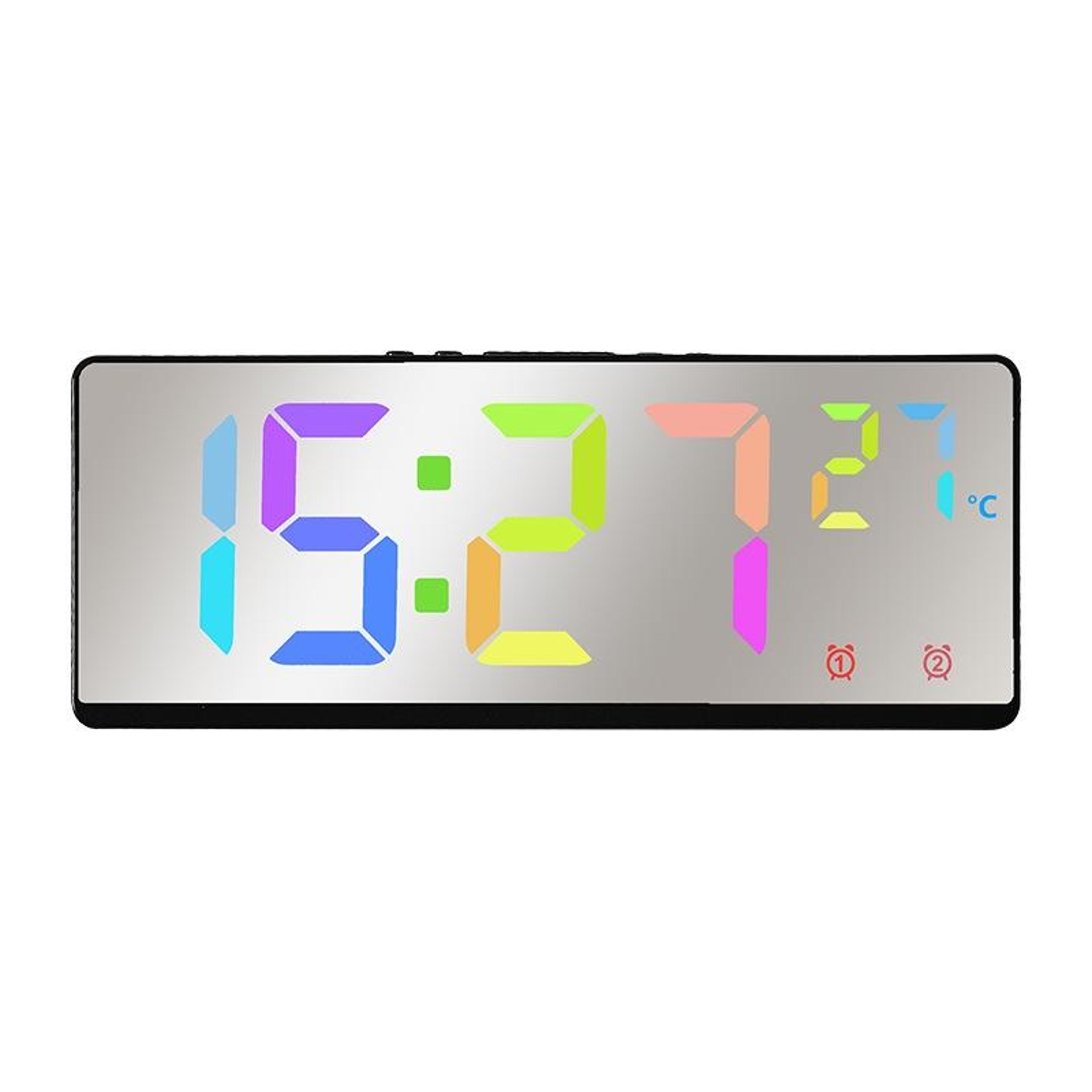 Smart LED Mirror Alarm Clock With Temperature Display And Voice Control 10
