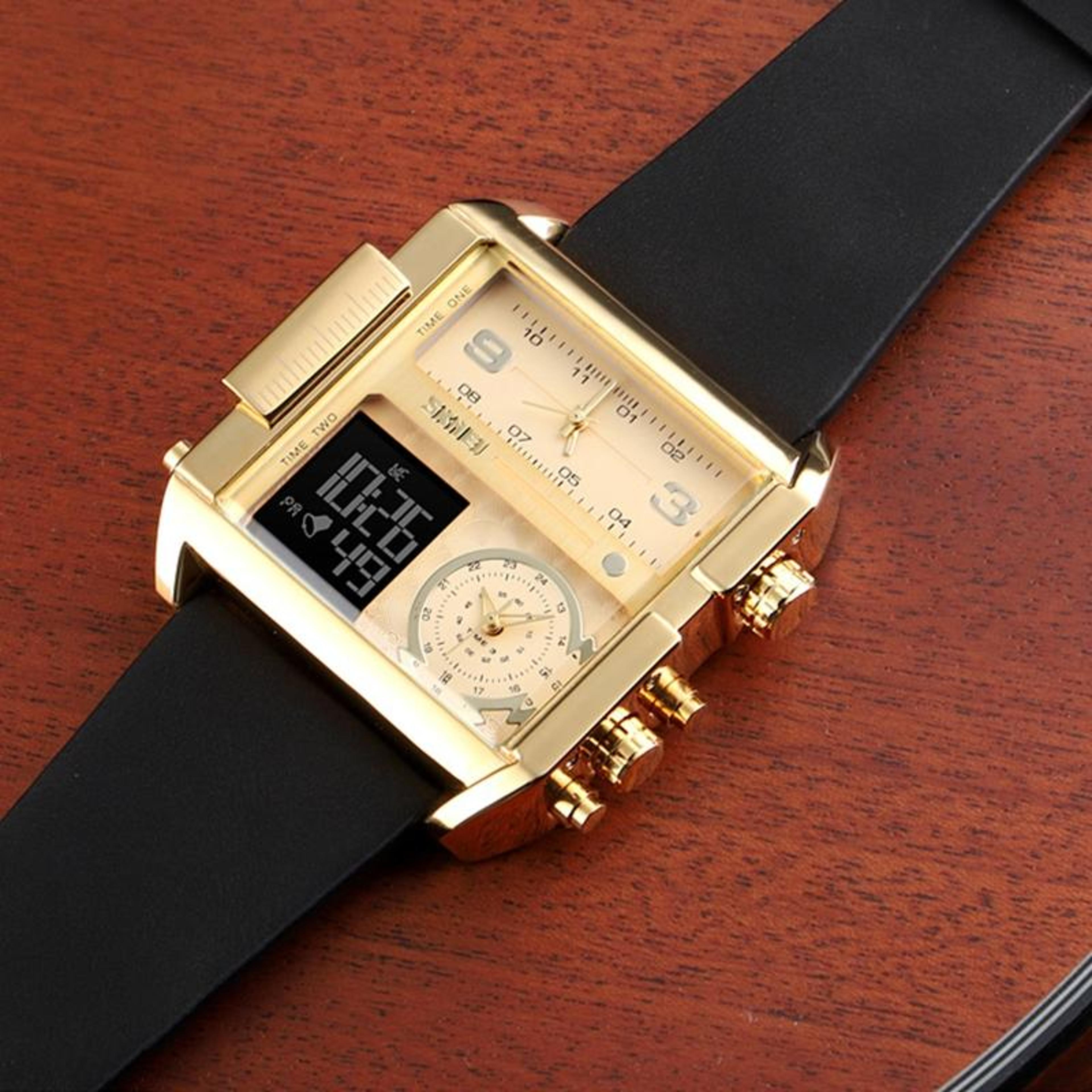 Men Multifunctional Digital Watch With Leather Strap And Waterproof Square Dial 7
