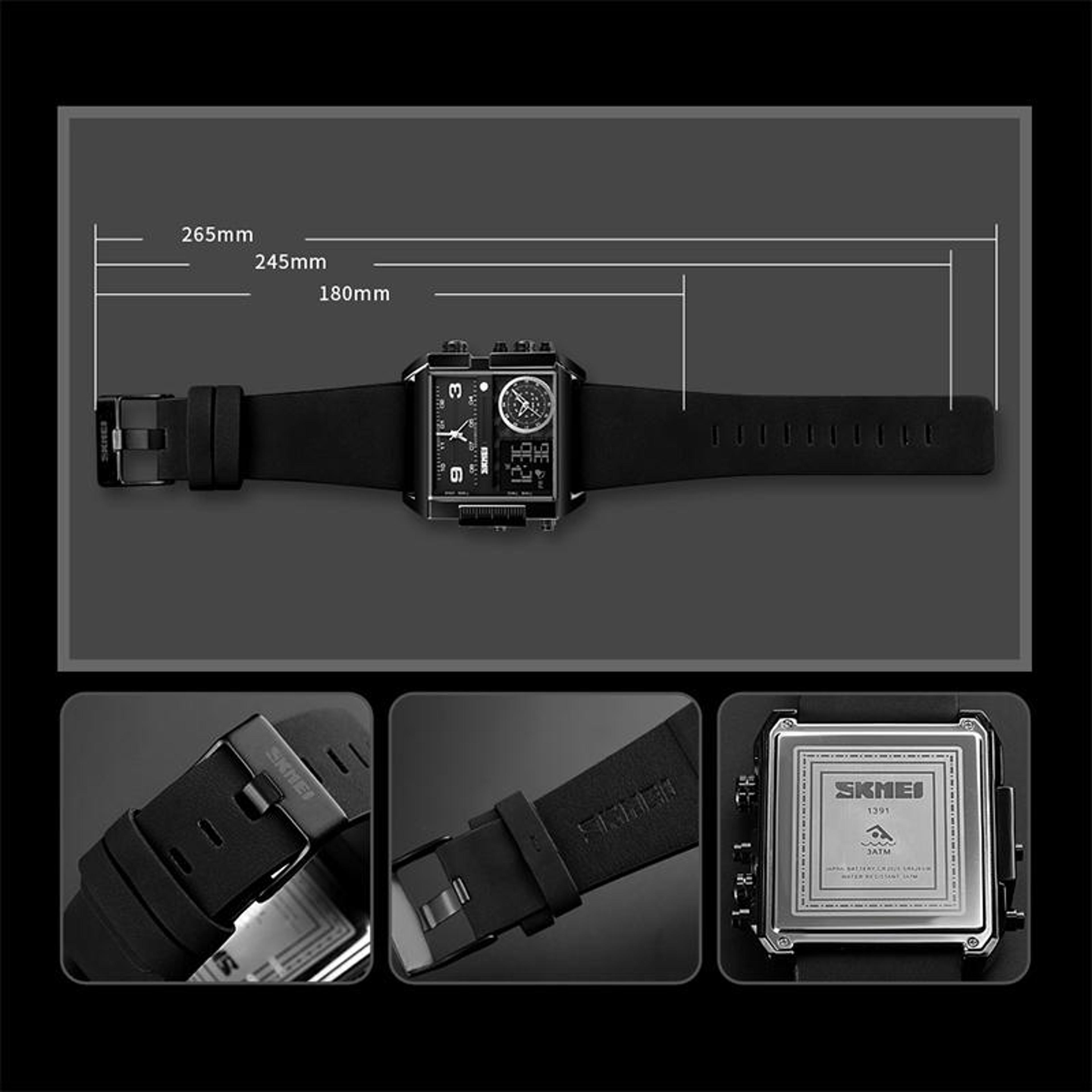 Men Multifunctional Digital Watch With Leather Strap And Waterproof Square Dial 6