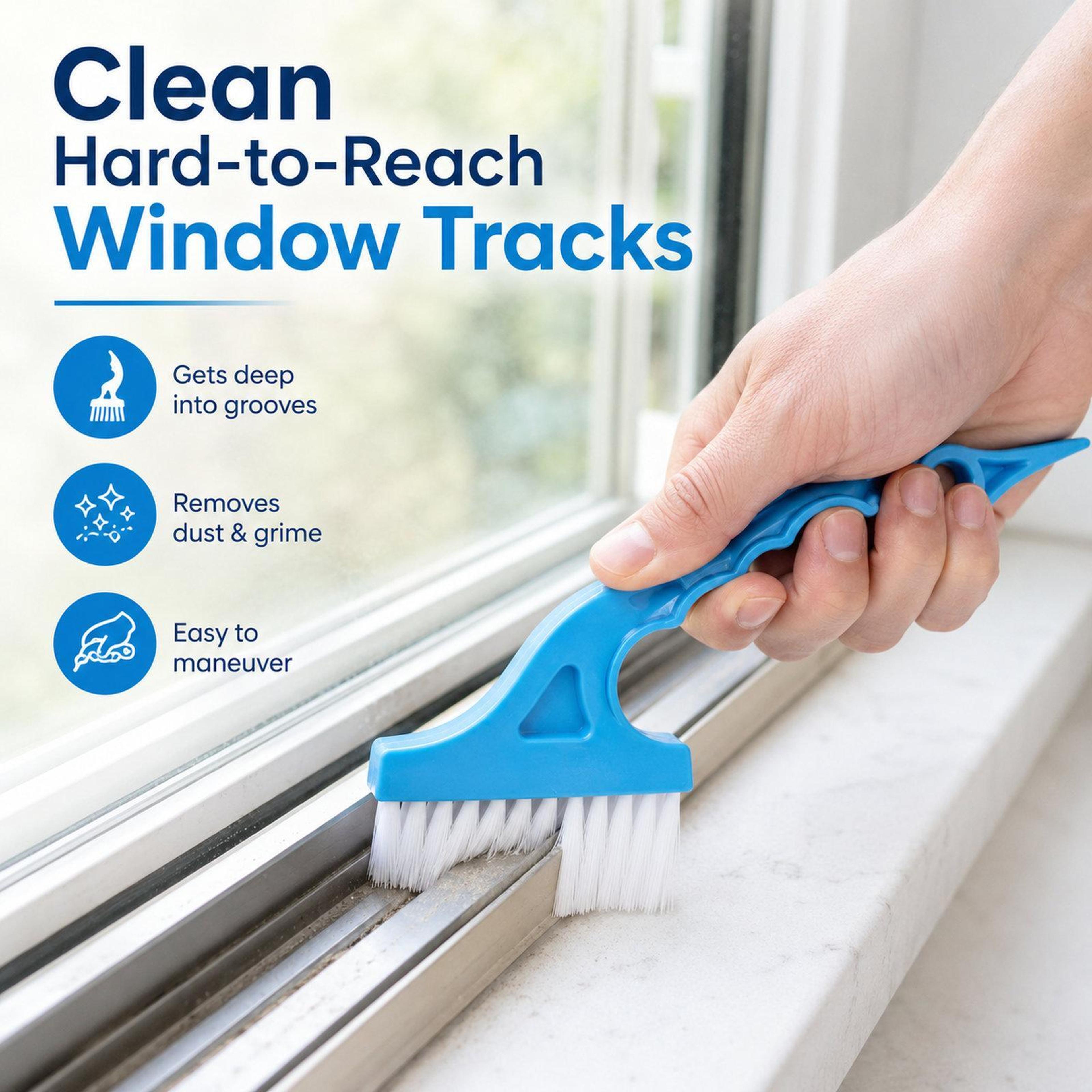 Swan Neck Window Track Cleaning Brush With Scraper For Deep Crevice  Groove Cleaning 1