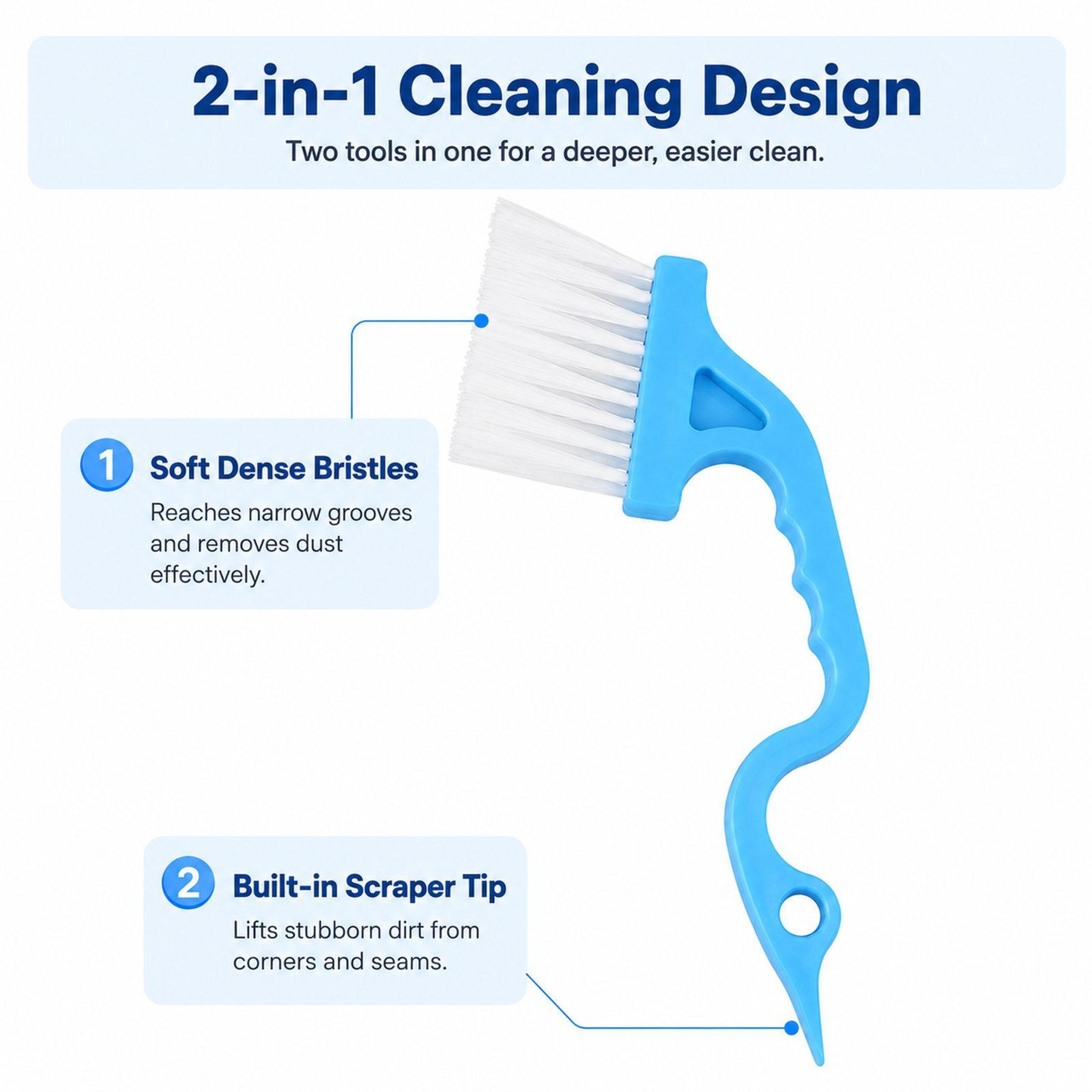 Swan Neck Window Track Cleaning Brush With Scraper For Deep Crevice  Groove Cleaning 2
