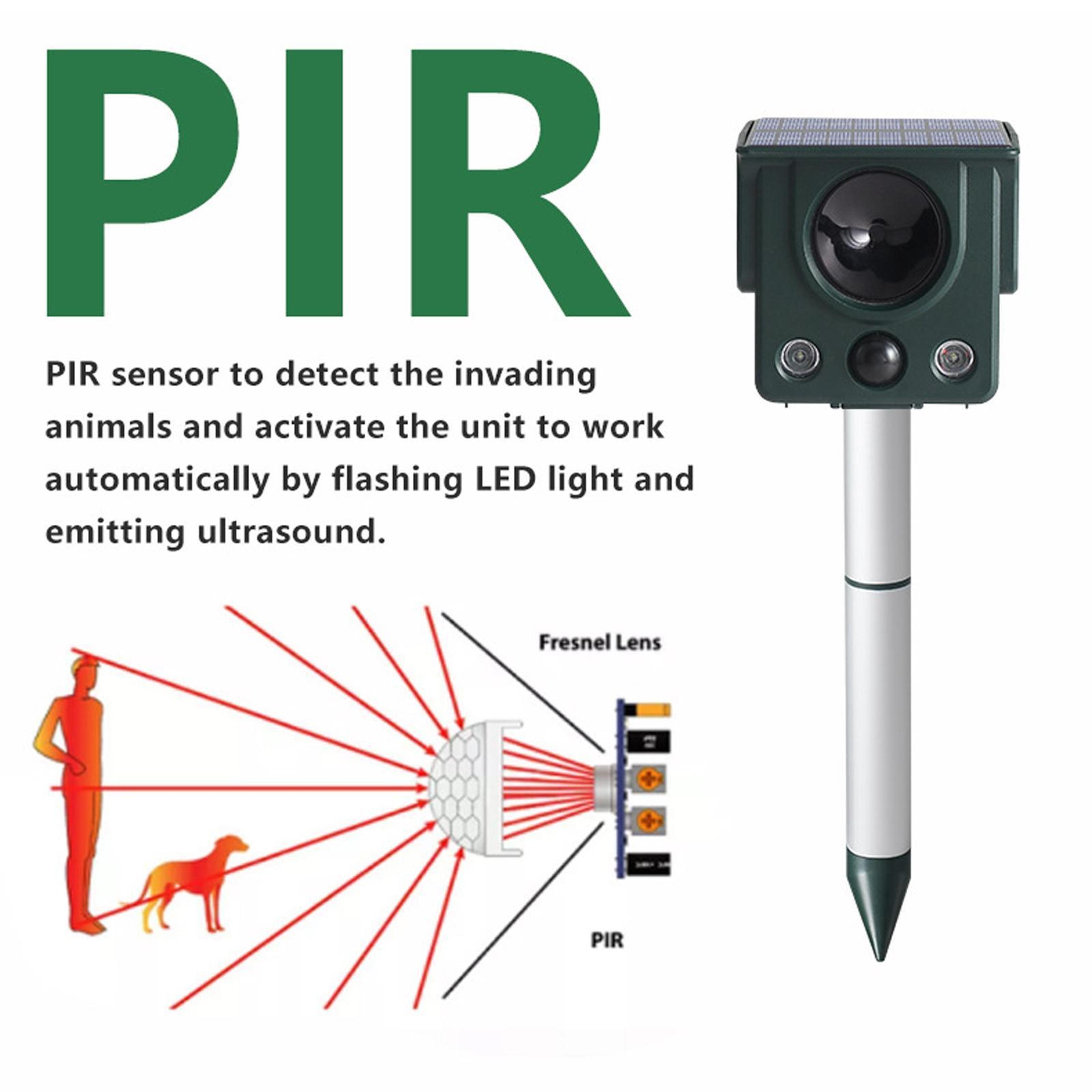 Solar Ultrasonic Animal Repeller With LED Strobe  Motion Sensor For Gardens And Farms 1