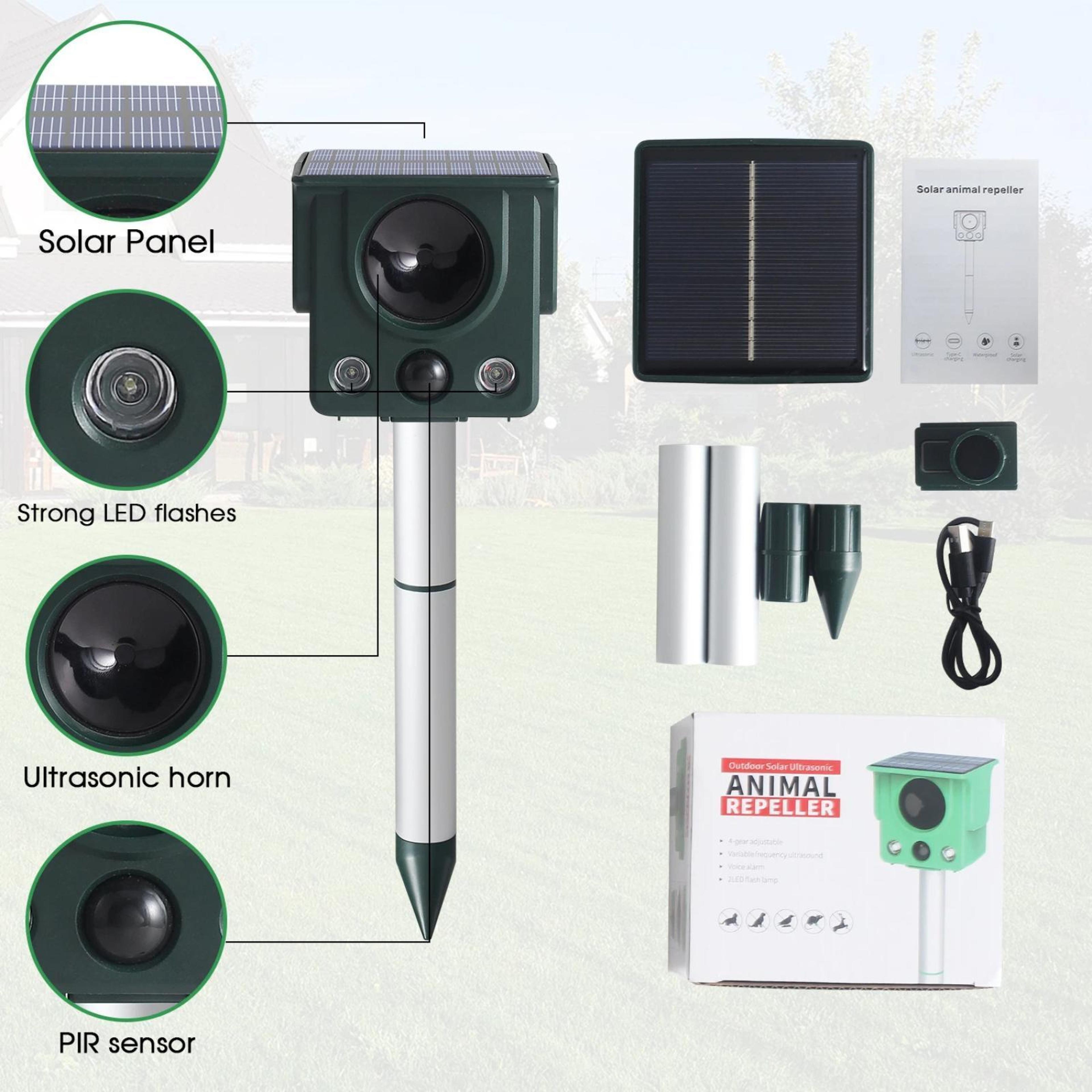 Solar Ultrasonic Animal Repeller With LED Strobe  Motion Sensor For Gardens And Farms 8