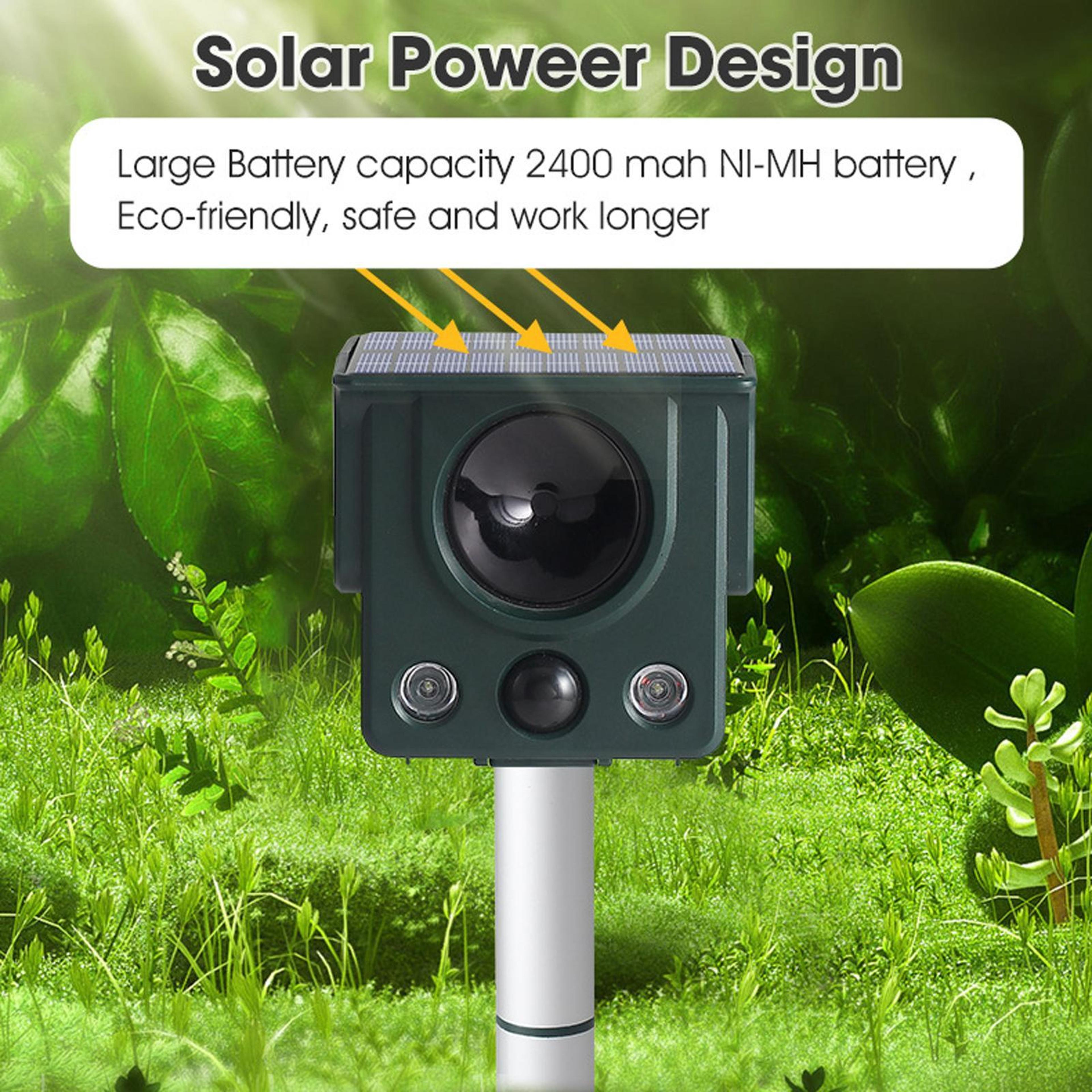 Solar Ultrasonic Animal Repeller With LED Strobe  Motion Sensor For Gardens And Farms 4