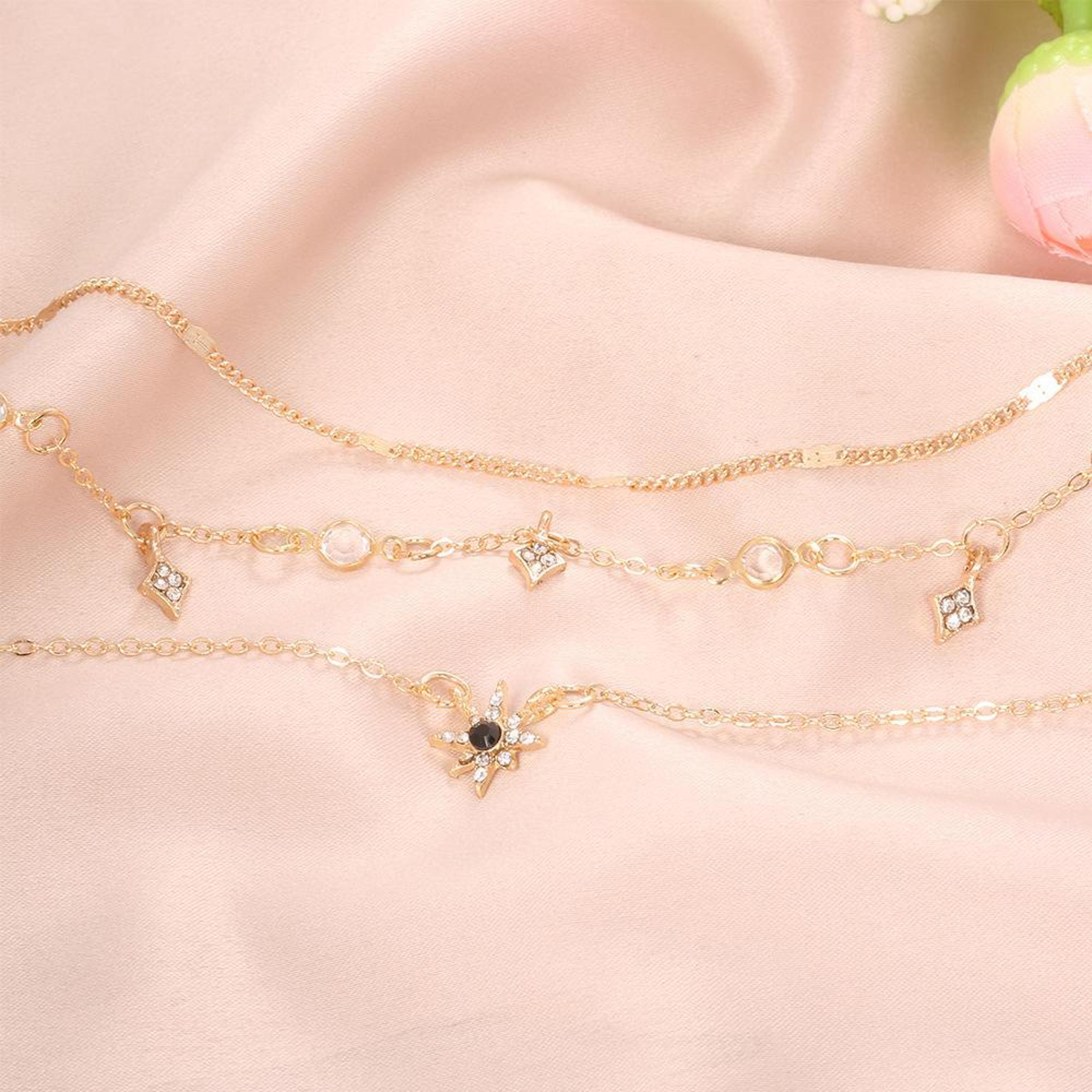 Celestial Layered Star Pendant Necklace For Women Adjustable Multi Layer Chain Jewelry 2