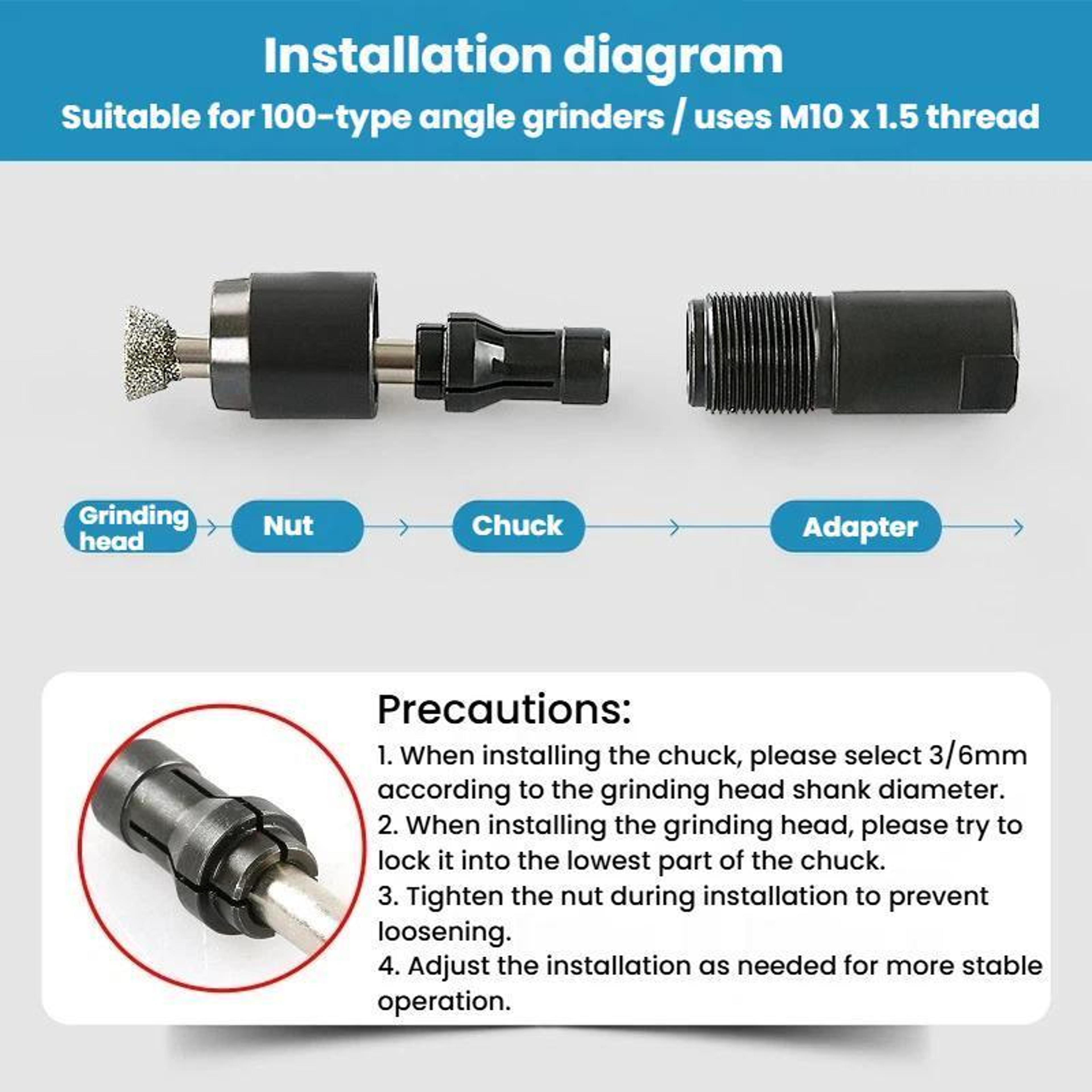 Angle Grinder Conversion Kit Straight Grinder Chuck Adapter For Polishing Sanding  Grinding 3