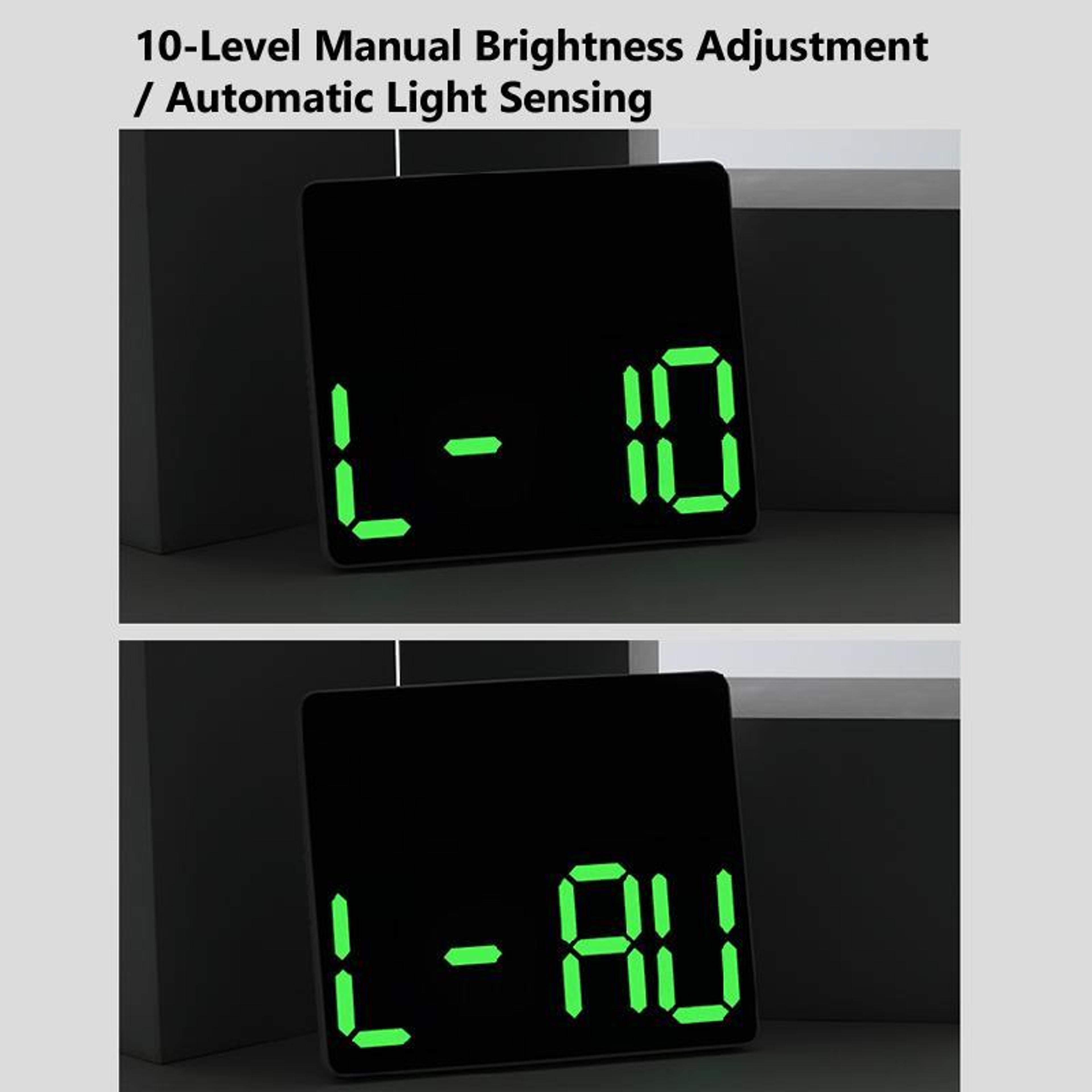 RGB LED Digital Wall Clock With Large Display Dual Alarm Timer  Auto Dimming Night Light 5