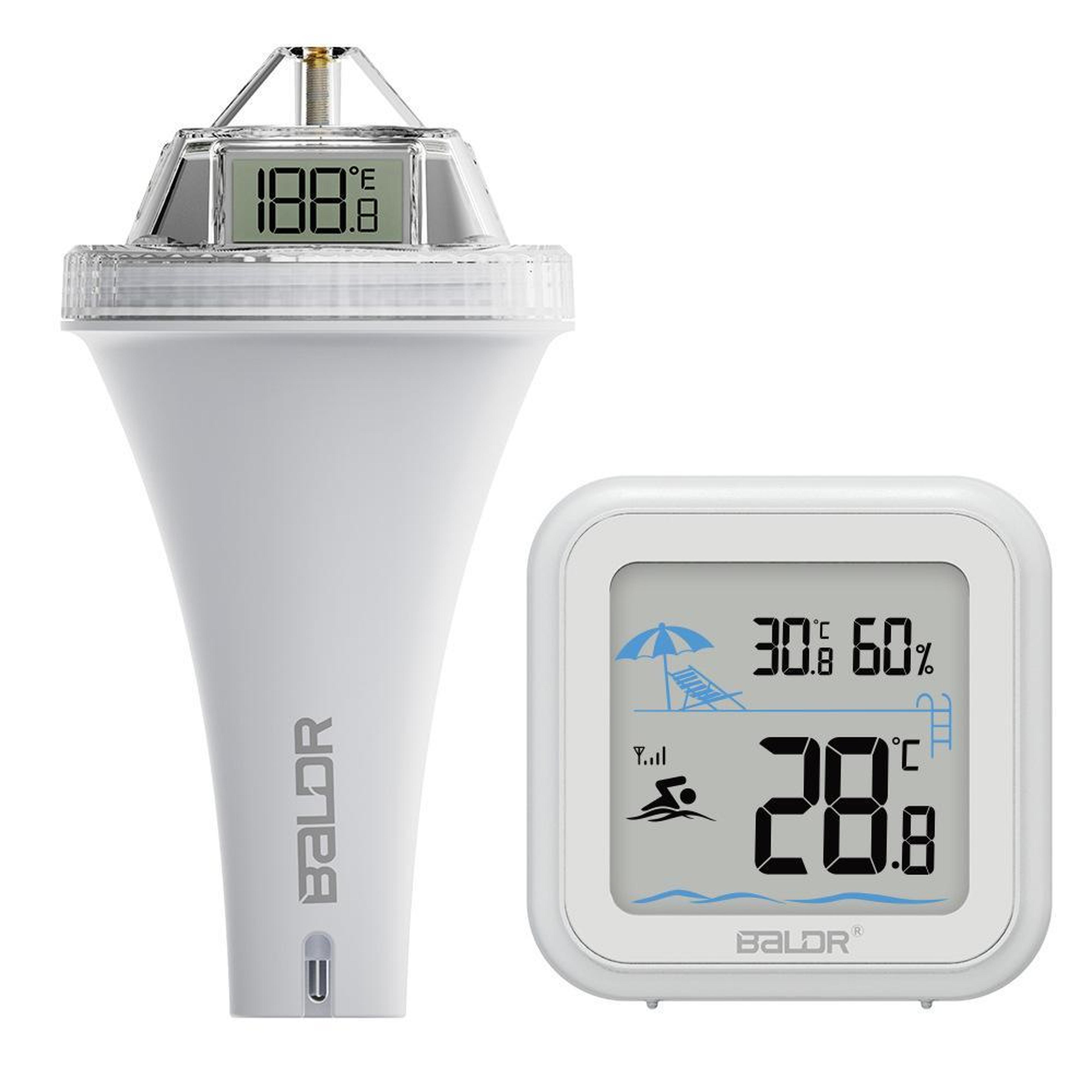 Smart Wireless Floating Pool Thermometer With 360 LCD Display  Indoor Temperature Monitor 0