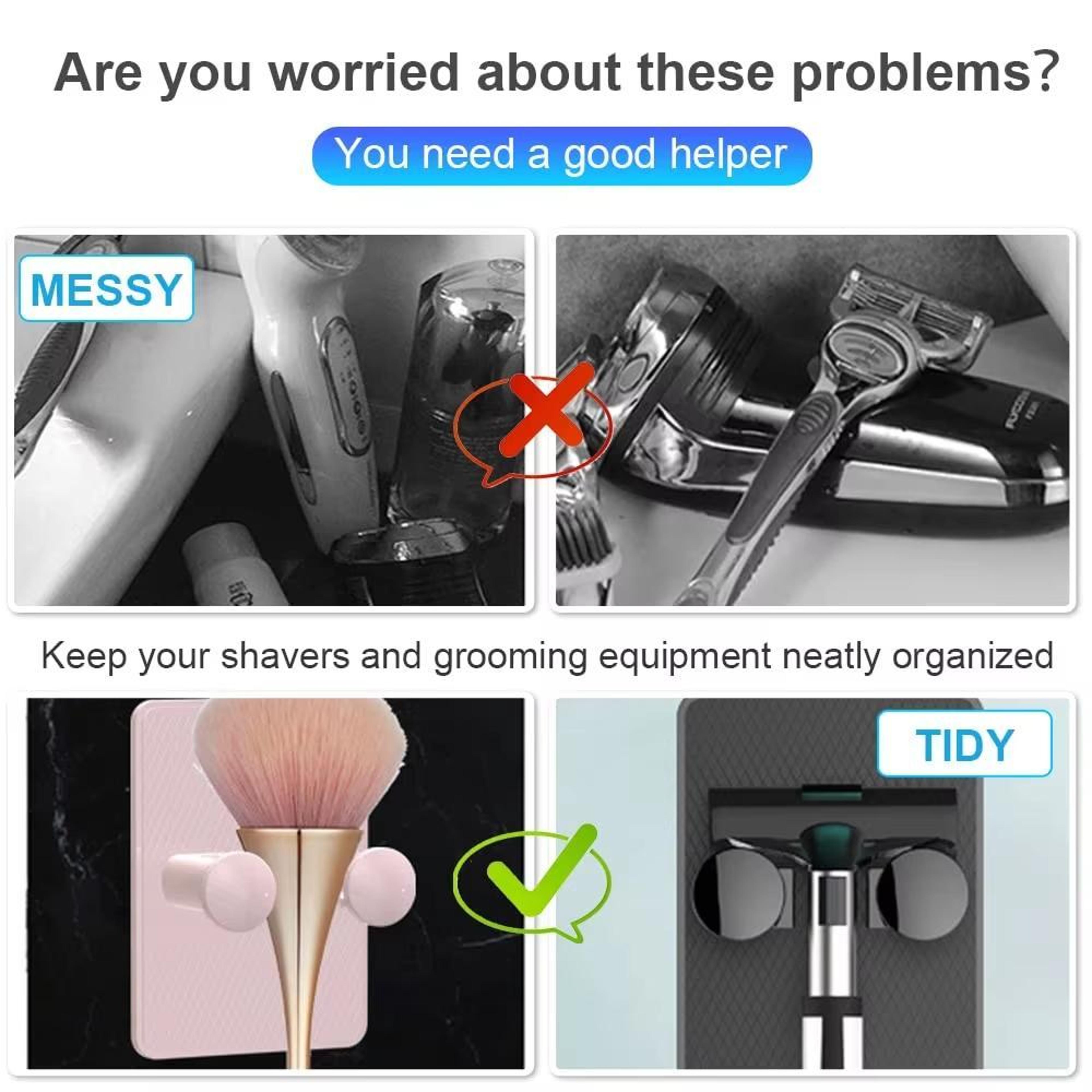 3PCS Razor Holder Wall Mount NoDrill Bathroom Organizer For Manual  Safety Razors 1