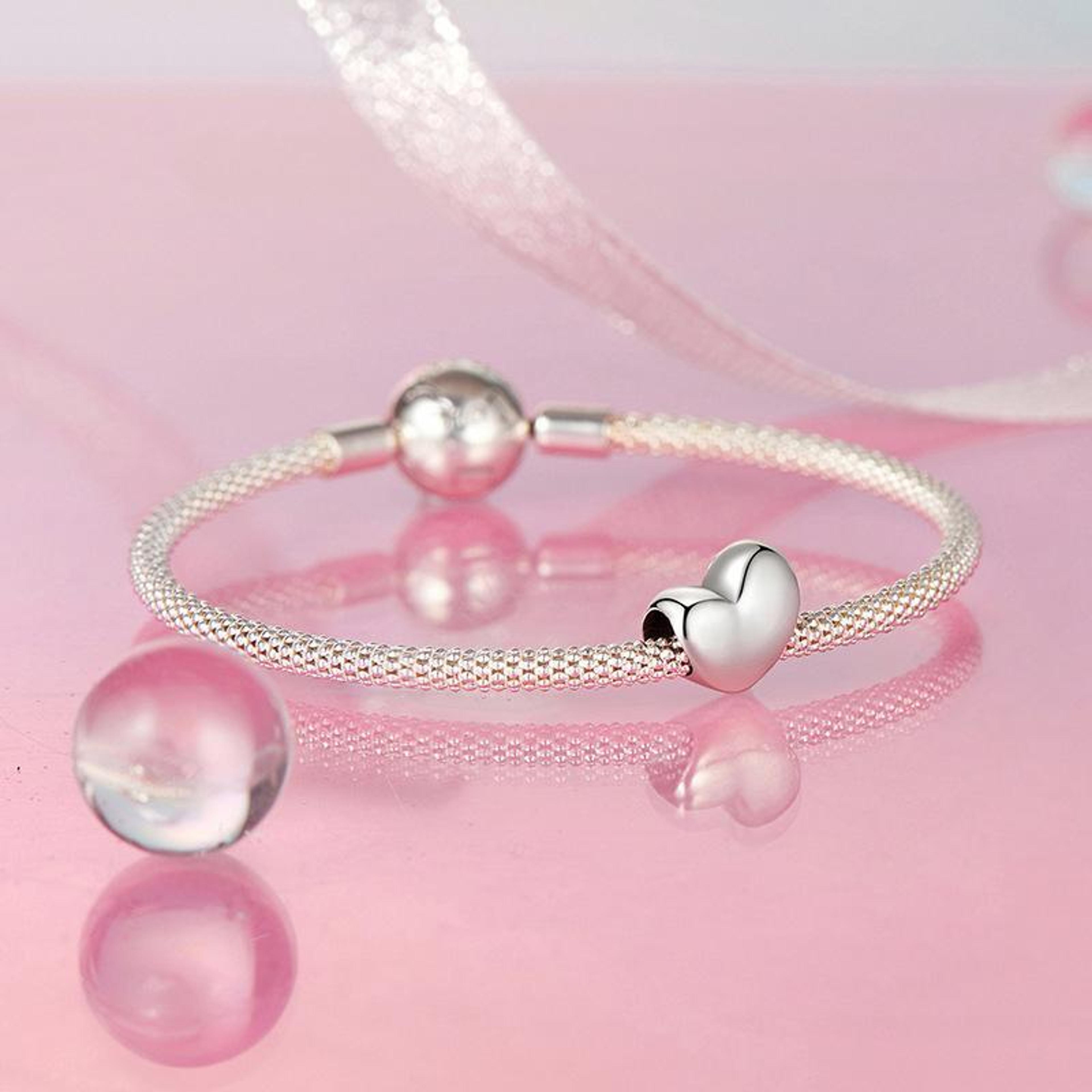 Sterling Silver Heart Charm Bead For Bracelets And DIY Jewelry 5