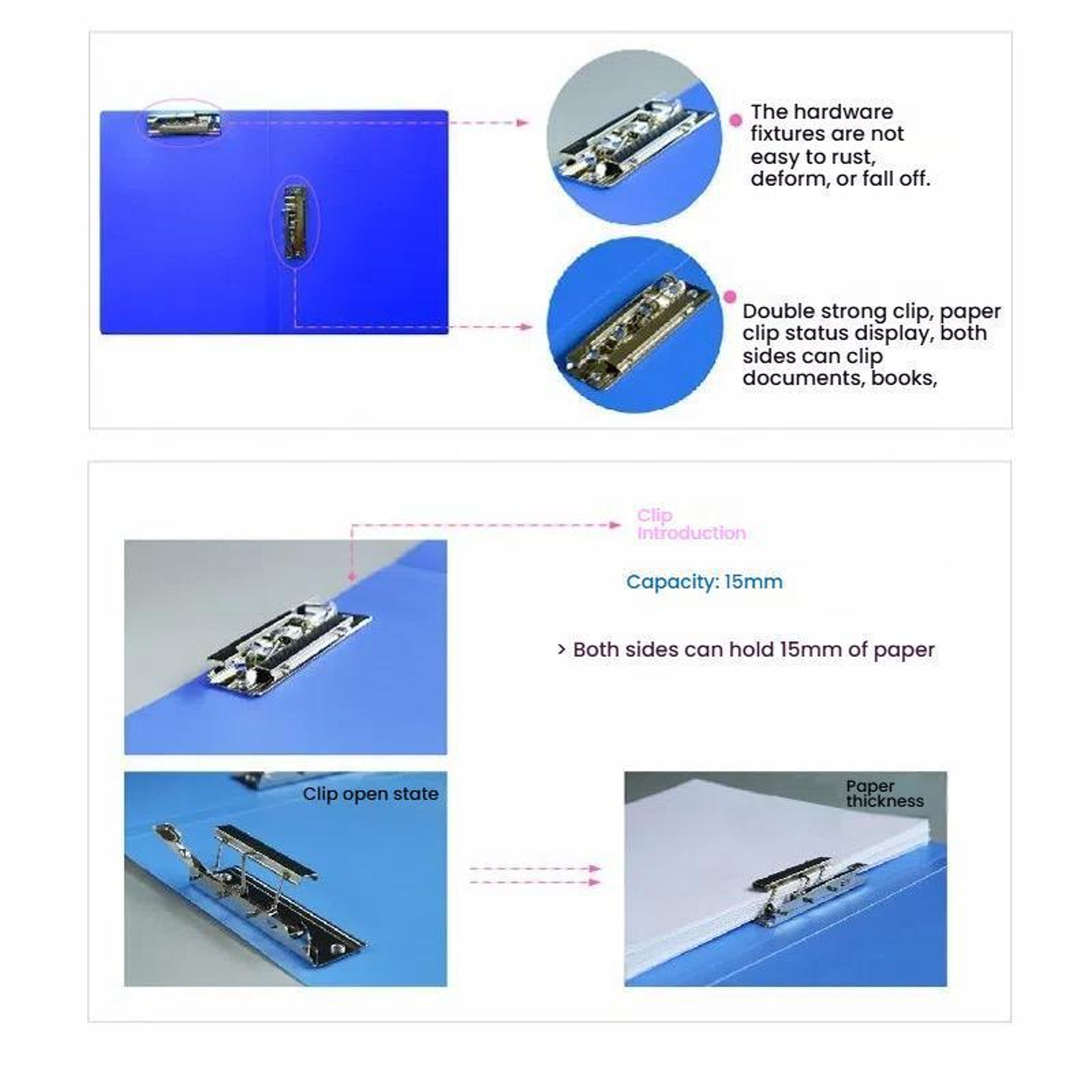 Premium A4 Lever Arch File Folder With Dual Metal Clips  Durable PP Cover 18mm Spine 3