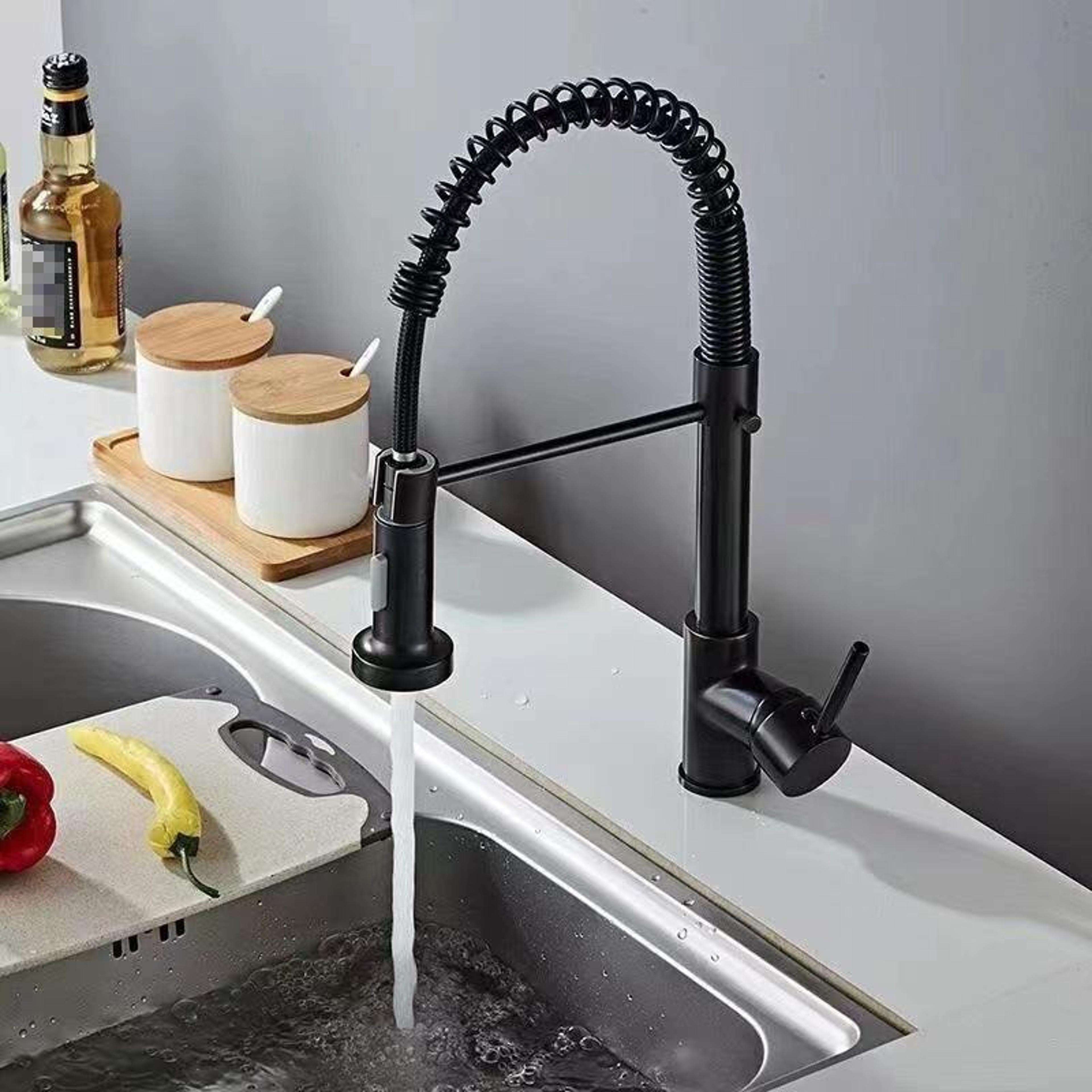 Stainless Steel Pull Down Kitchen Faucet With Dual Mode Sprayer  Hot Cold Mixer Tap 1