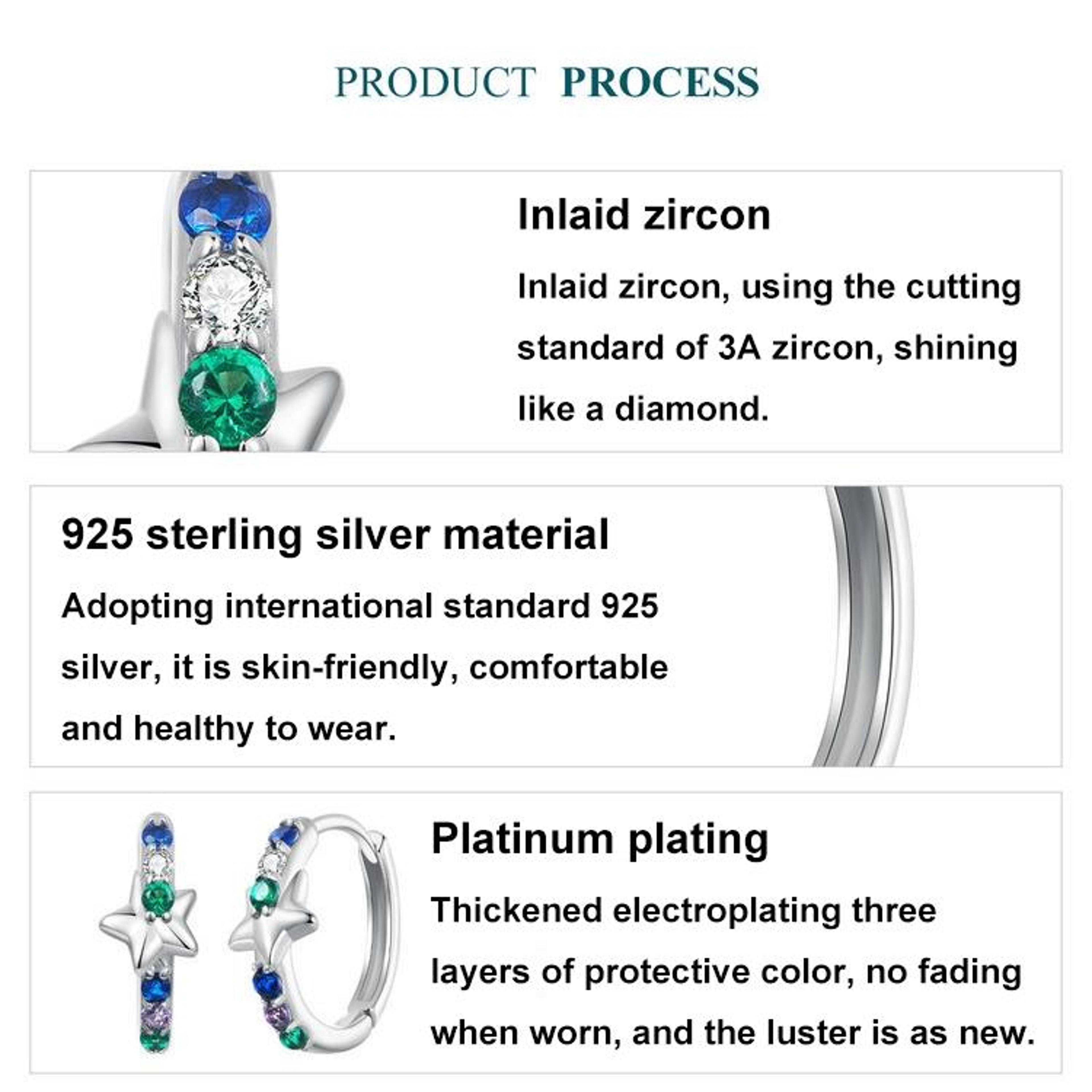 Celestial Starlight Zircon ClipOn Earrings In Sterling Silver  Platinum Finish 5