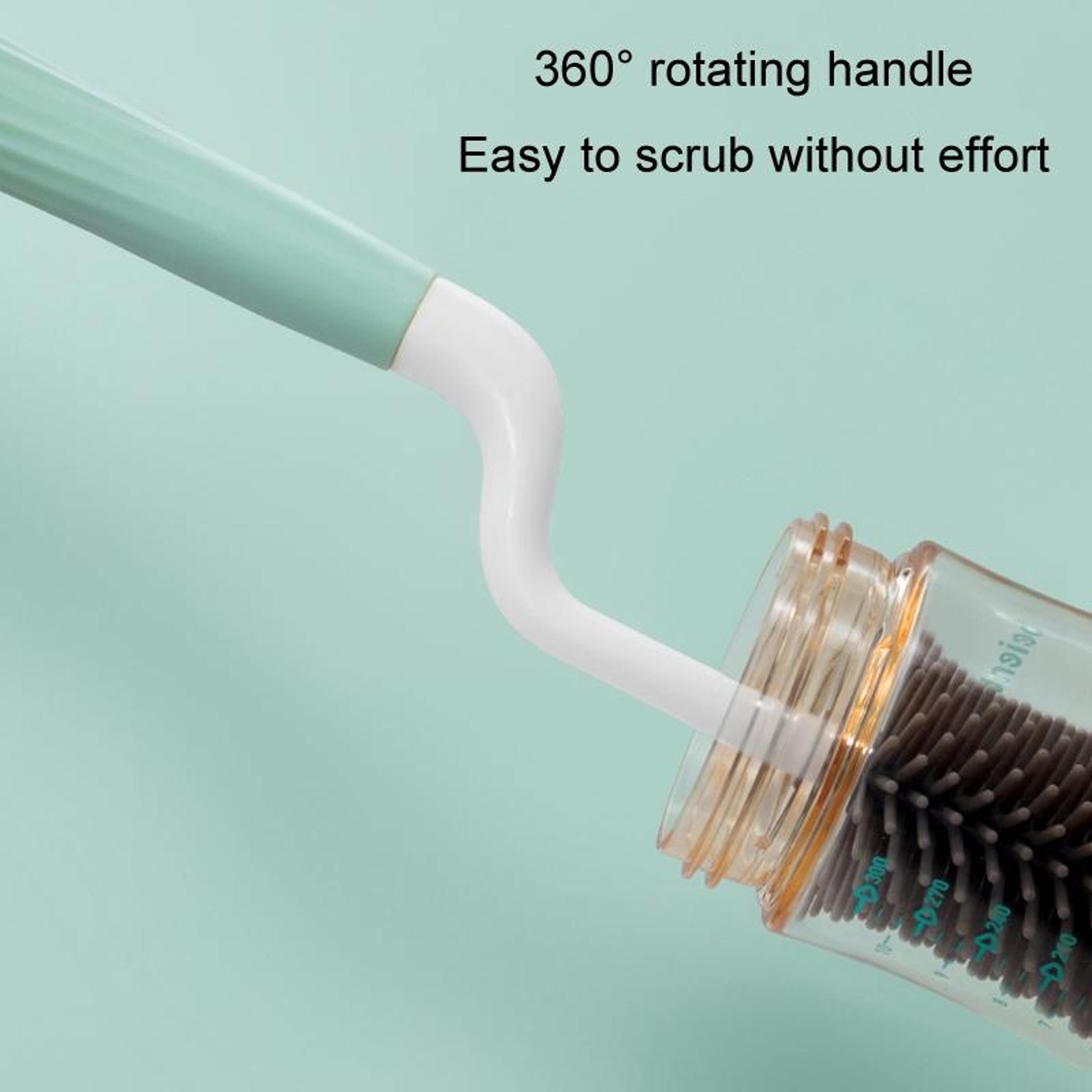 Premium Silicone Rotating Bottle Cleaning Brush Set Baby Bottle Straw  Nipple Cleaner 2