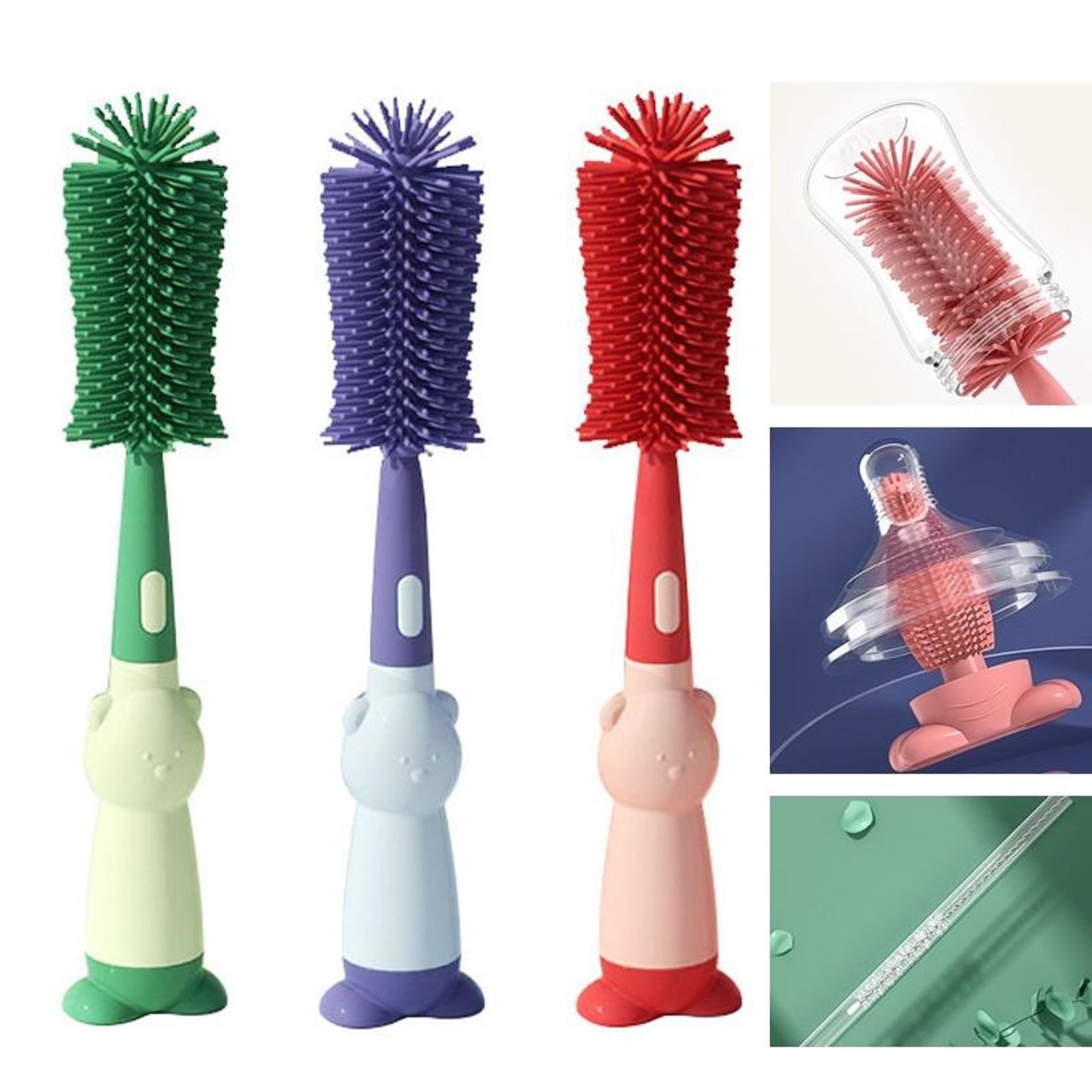 silicone baby bottle & straw cleaning brush set 3-in-1 food grade cleaner
