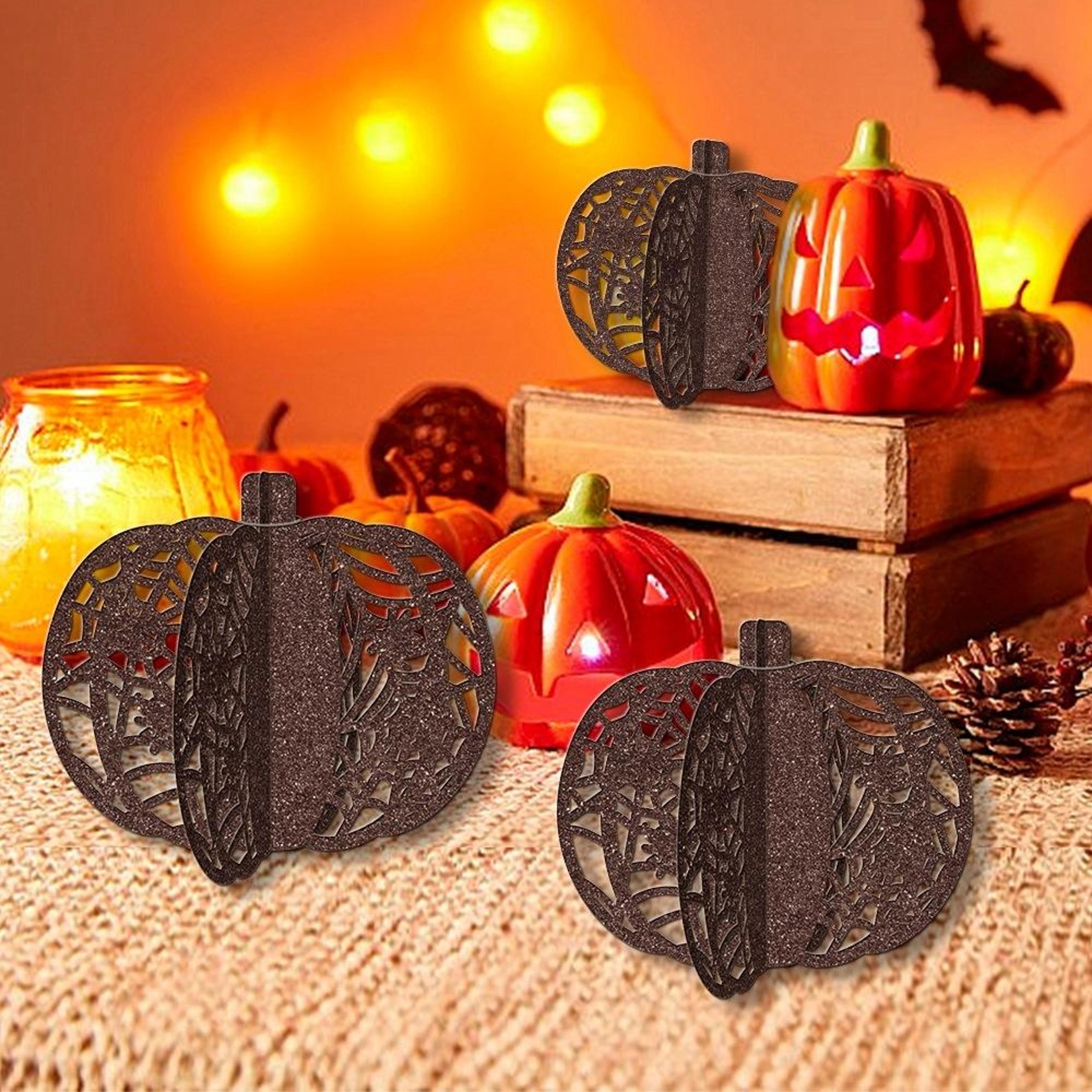 3Piece Glitter Pumpkin Tabletop Decor Set For Halloween Party  Fall Home Decoration 1