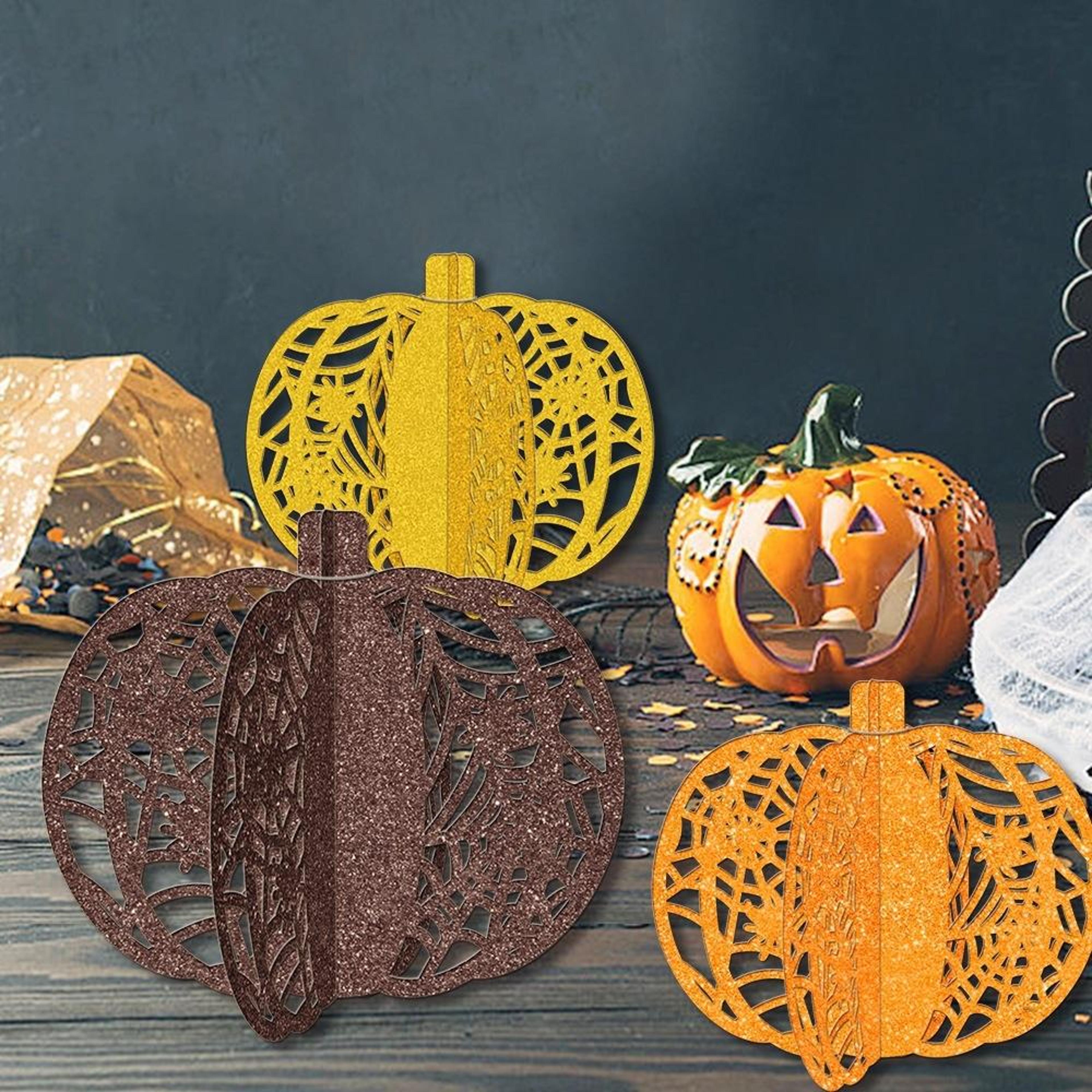 3Piece Glitter Pumpkin Tabletop Decor Set For Halloween Party  Fall Home Decoration 2