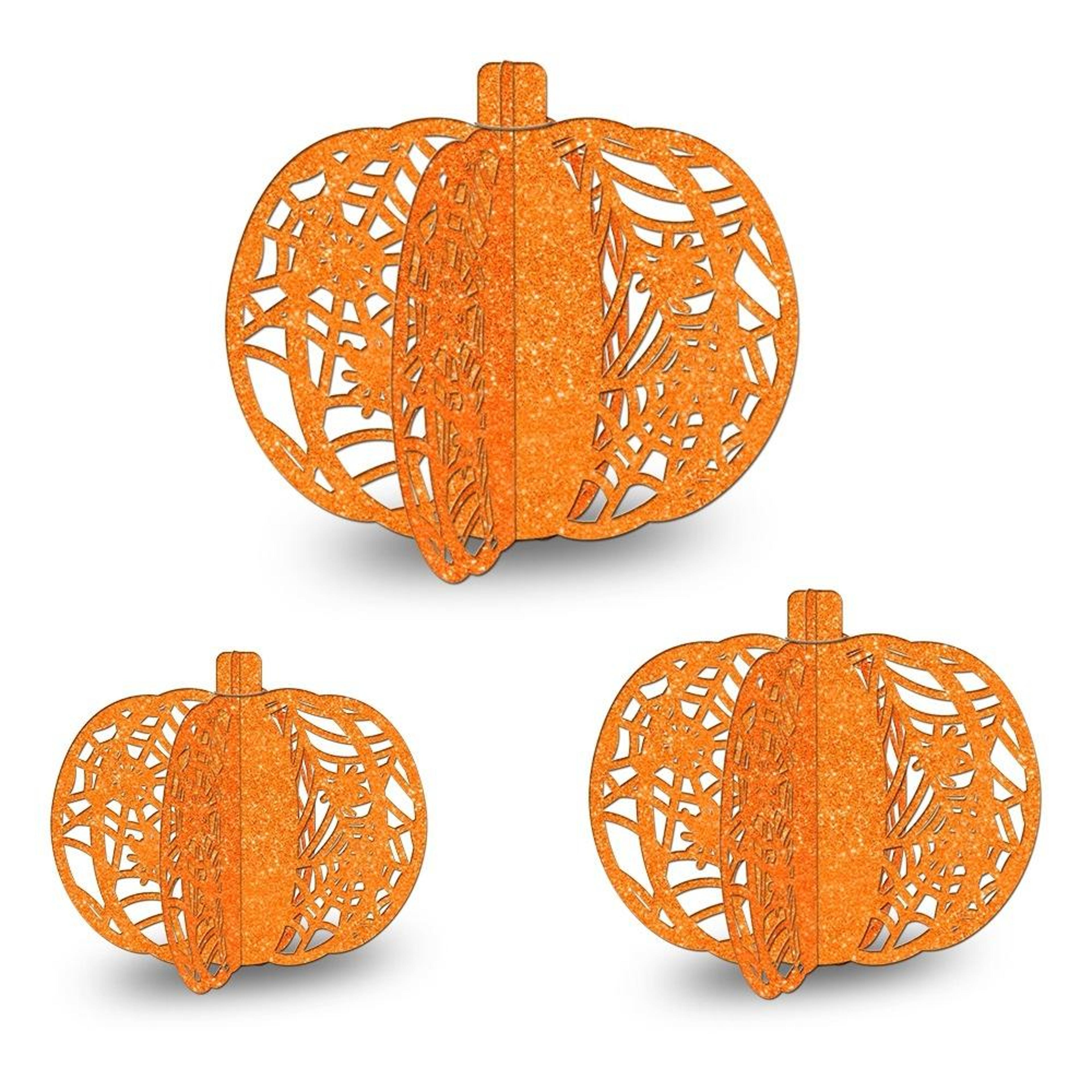 3Piece Glitter Pumpkin Tabletop Decor Set For Halloween Party  Fall Home Decoration 7