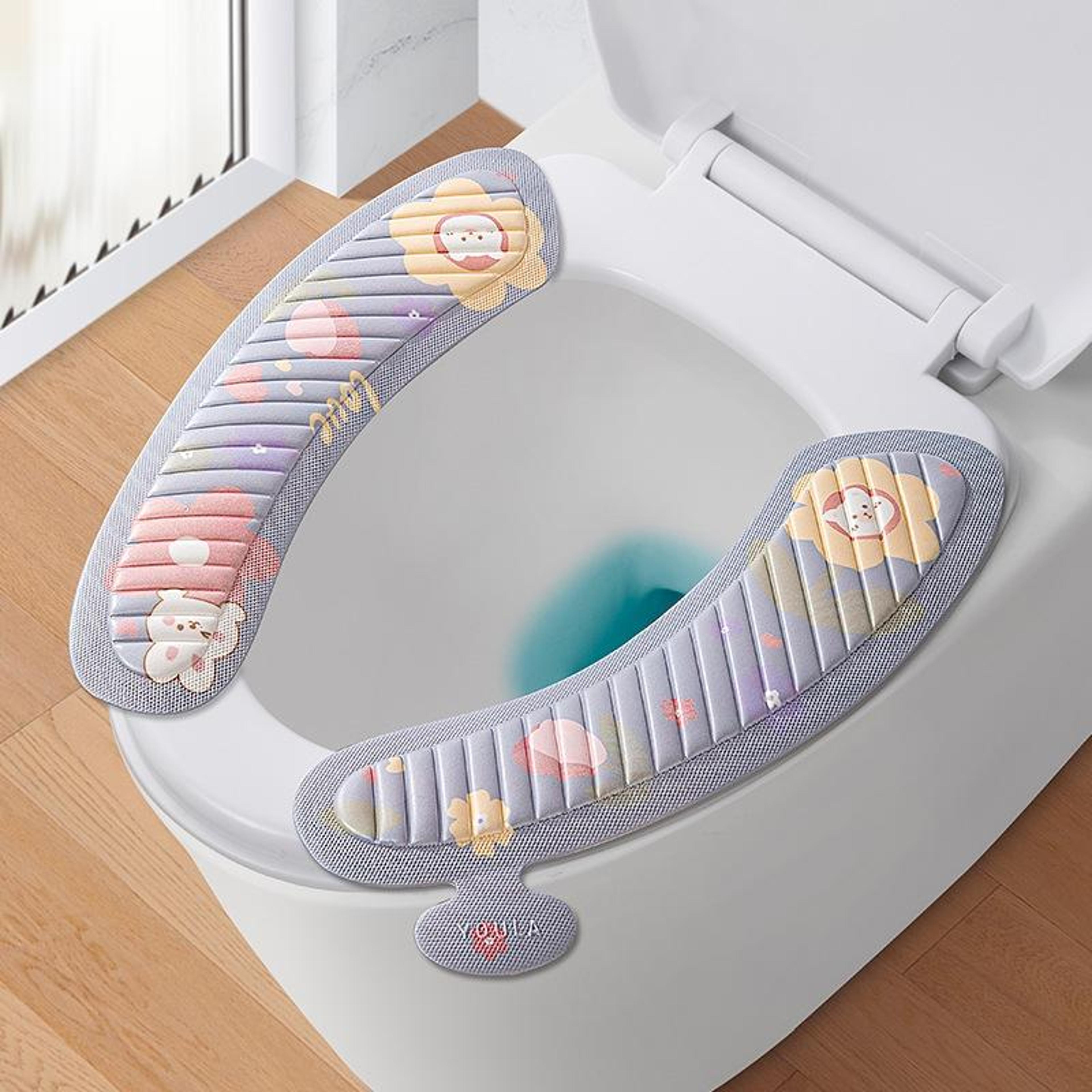 cute cartoon eva waterproof toilet seat cover pad with handle reusable universal toilet cushion