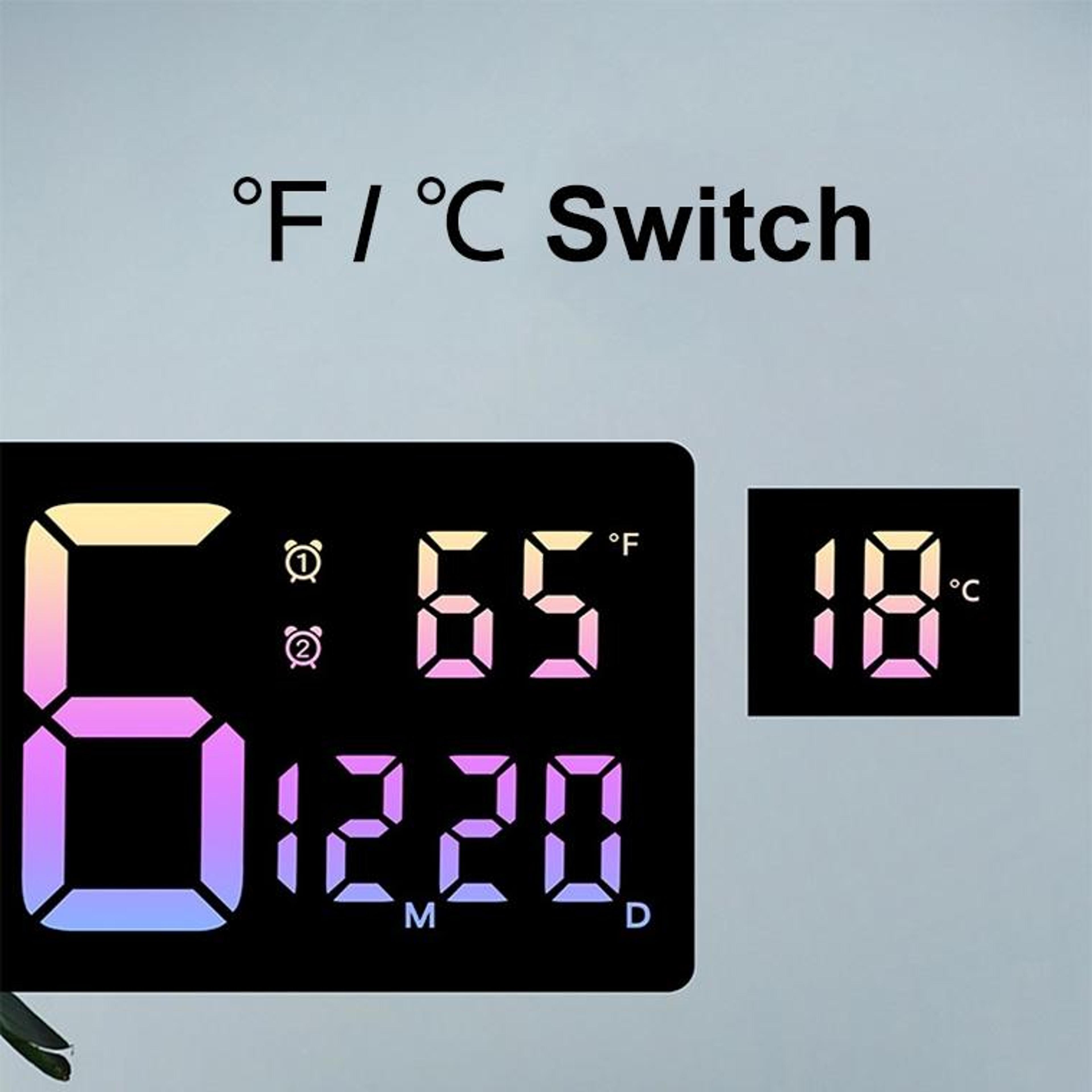 Smart LED Digital Wall Clock With Remote Control Countdown Timer  Temperature Display 7