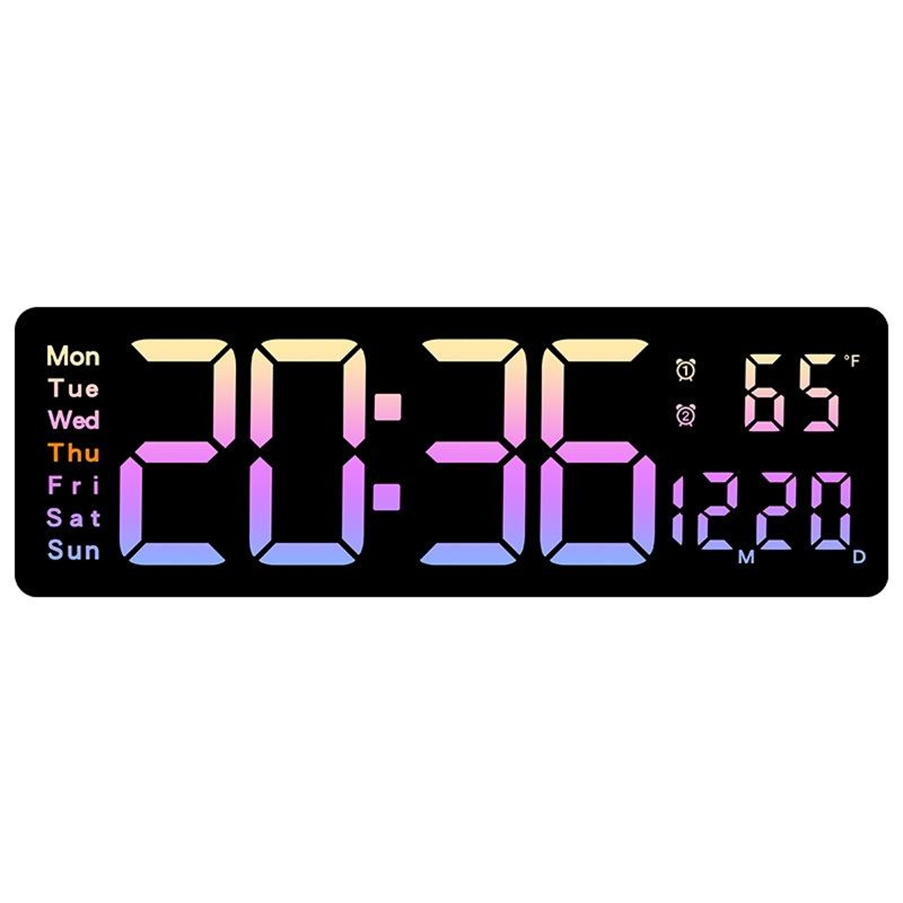Smart LED Digital Wall Clock With Remote Control Countdown Timer  Temperature Display 9