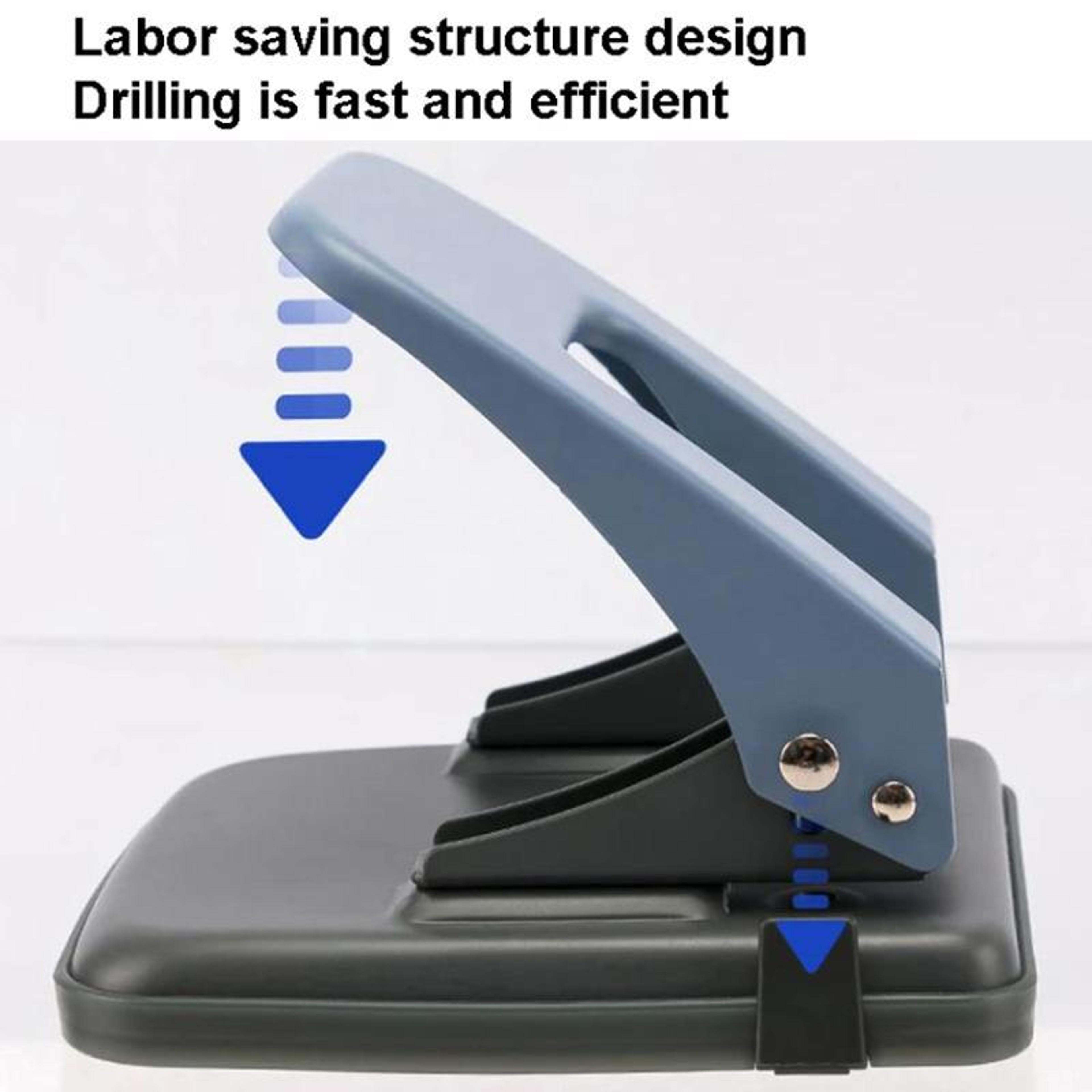 Metal 2 Hole Paper Punch With Ruler  Precision Guide 35 Sheet Capacity 5