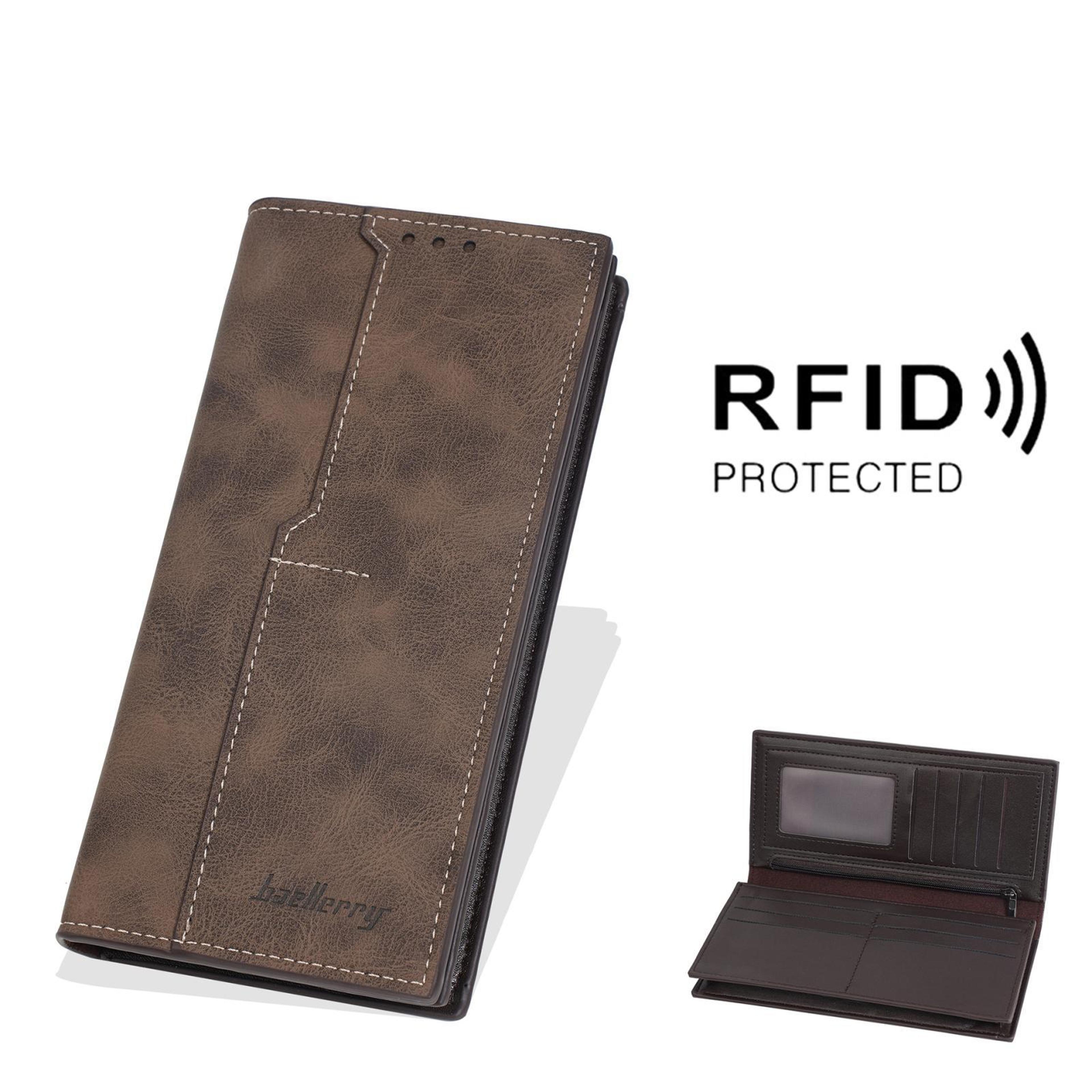 Vintage RFID Blocking Long Zip Wallet For Men With 13 Card Slots  Secure Coin Pocket 8