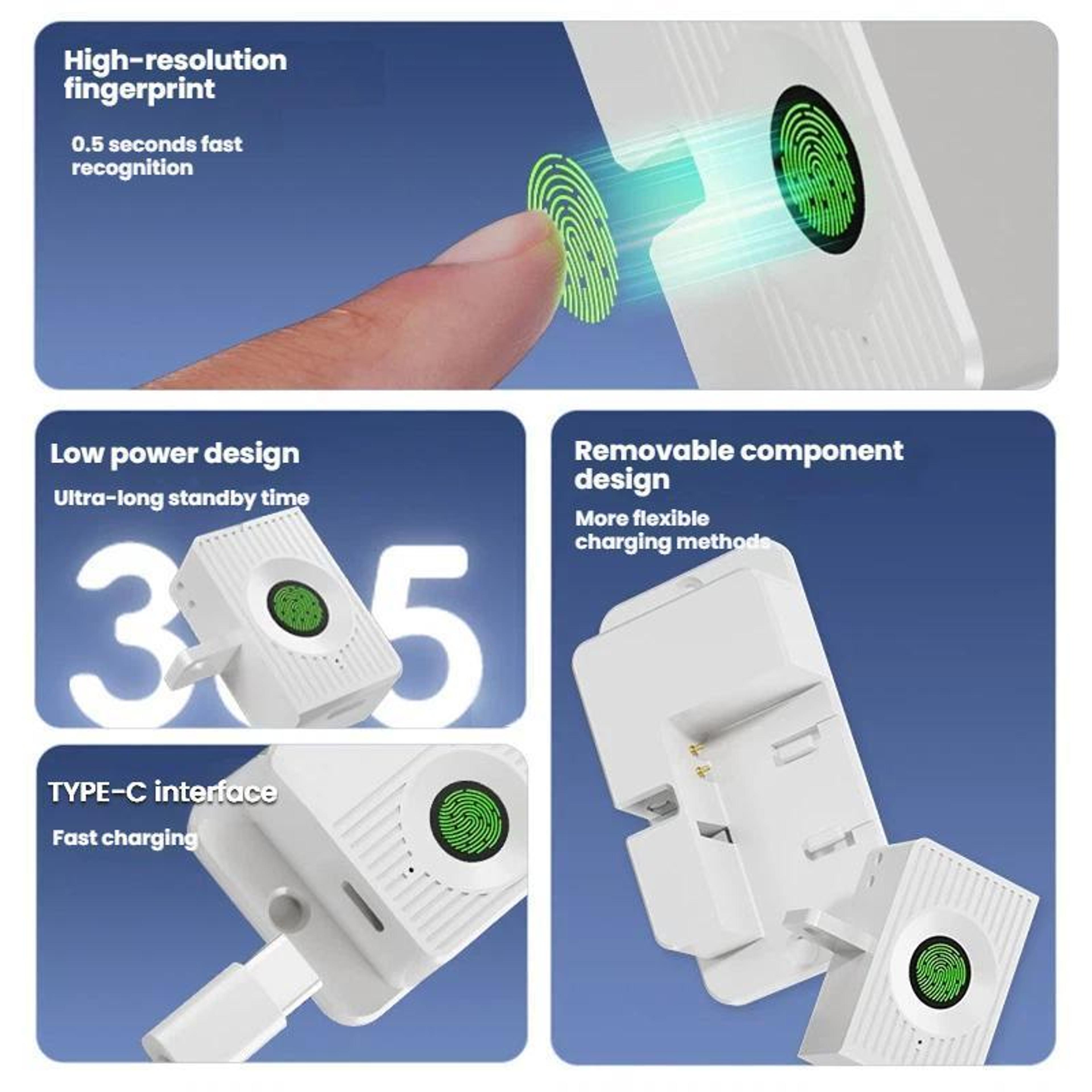 Smart Fingerprint Window Restrictor Lock Child  Pet Safety Chain Lock With Electronic Key 2