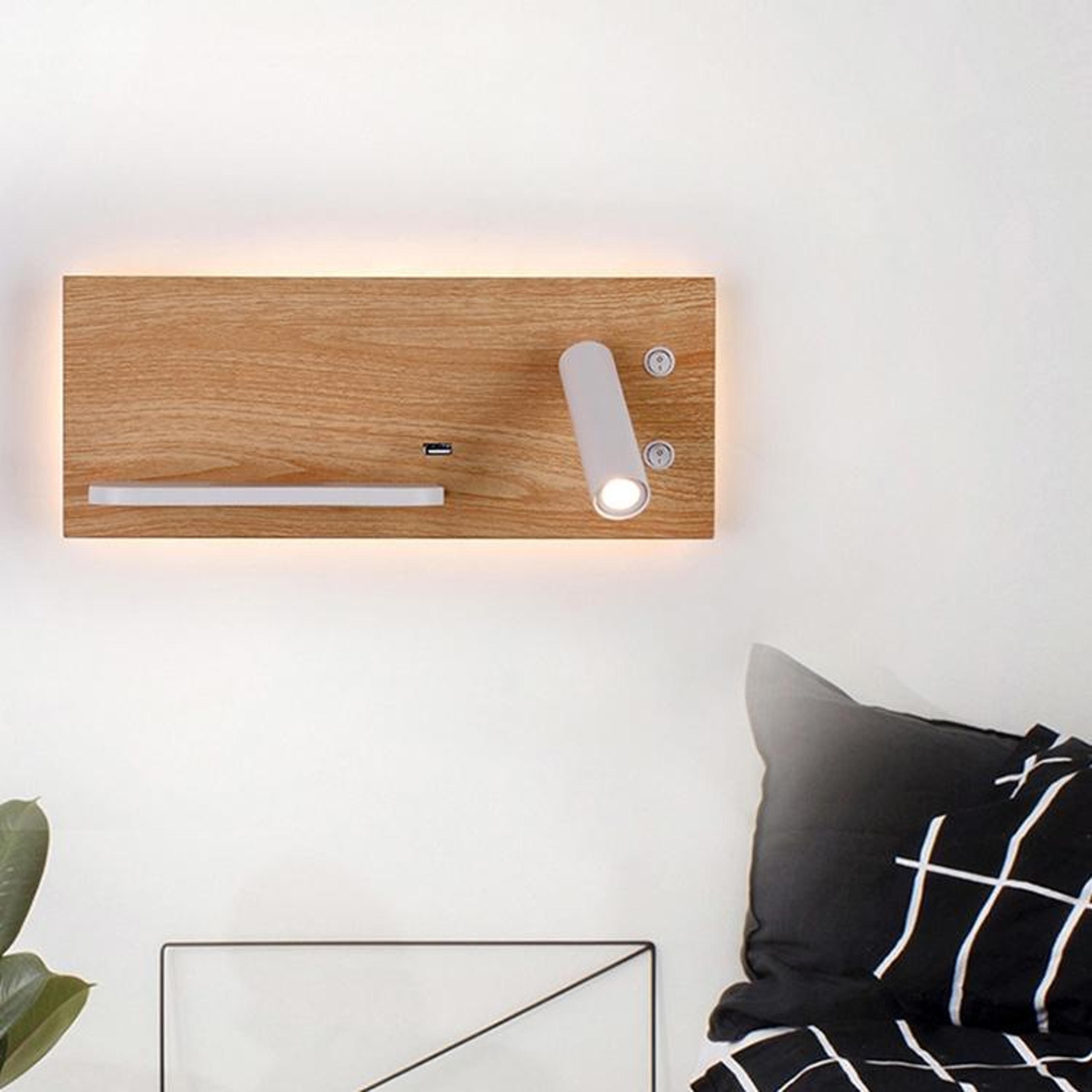 LED Bedside Wall Reading Light With Wireless Charger  USB Port 9