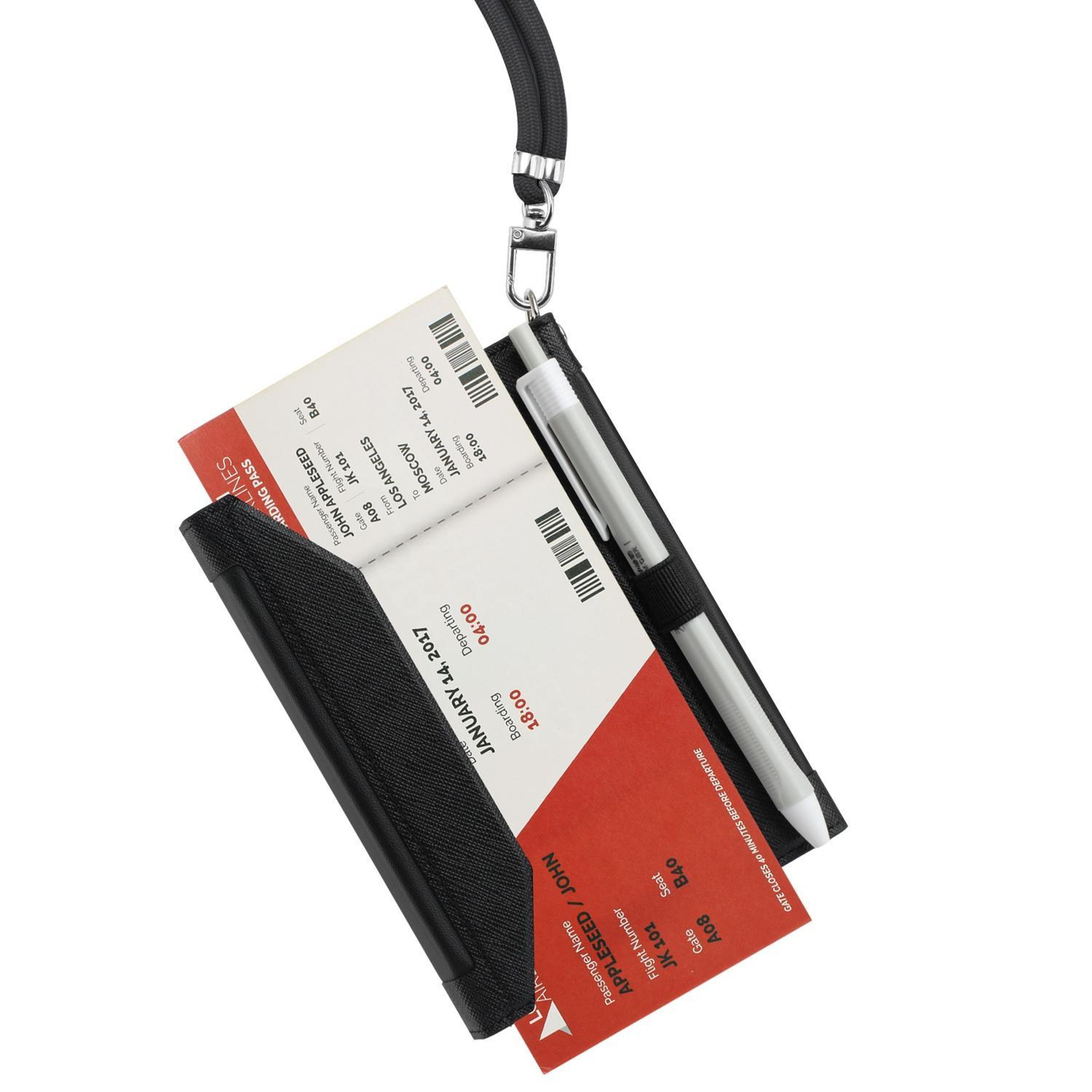 RFID Travel Passport Wallet With Lanyard  Document Organizer 3