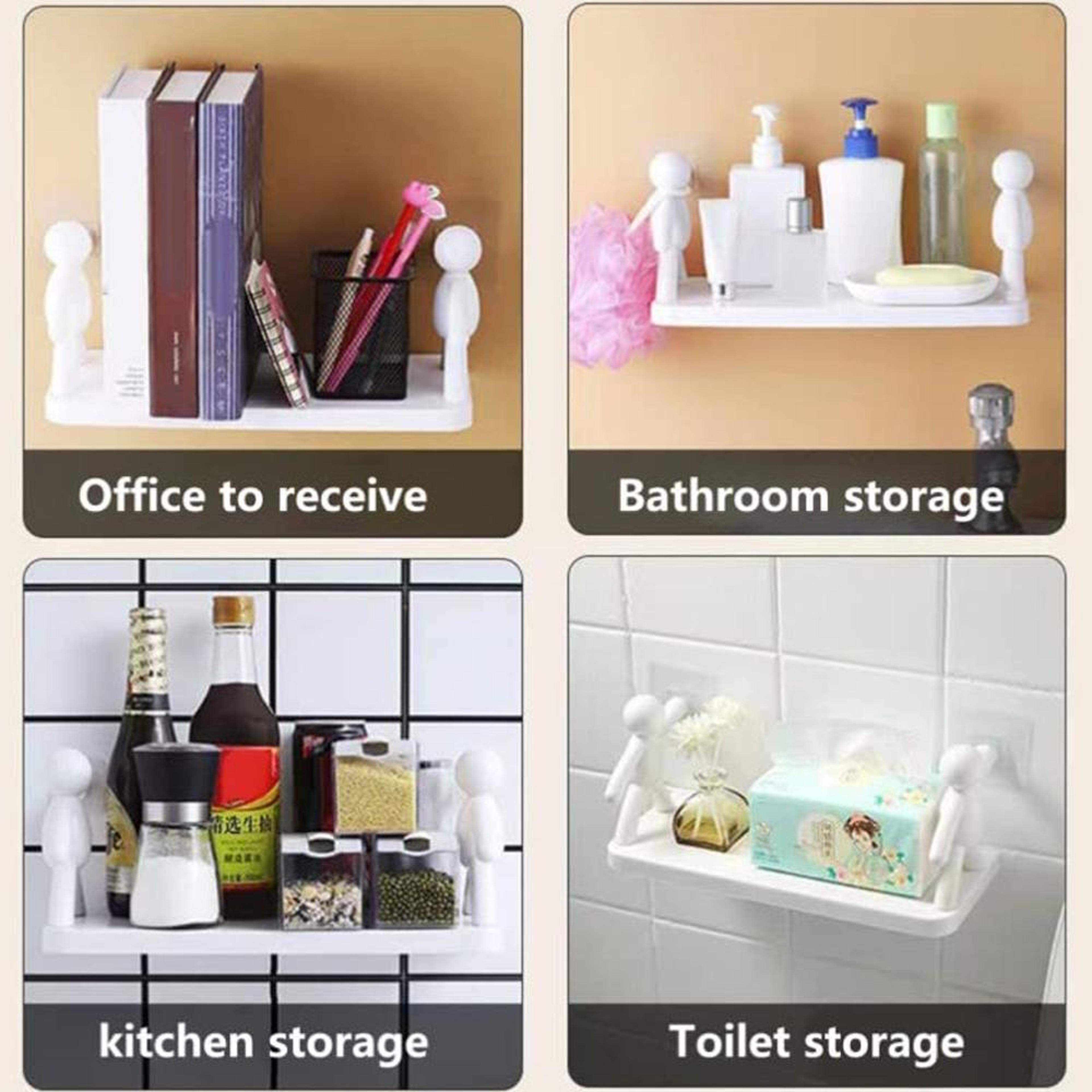 Cute Buddy Suction Cup Shelf Set 2 Pack Bathroom Organizer  Wall Mounted Storage Shelf 6